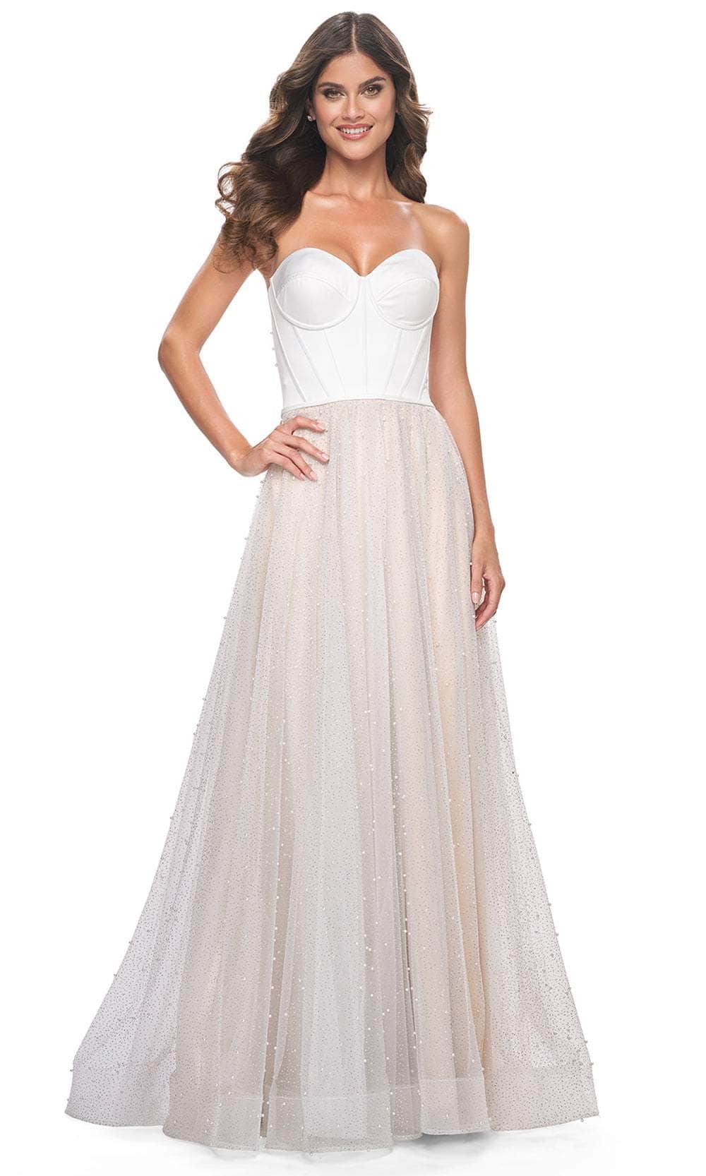 pearl prom dress La Femme 32149 Sweetheart Strapless Prom Gown