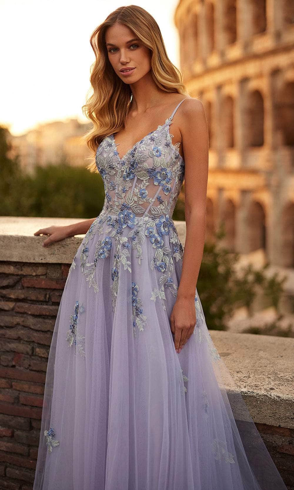 La Femme 32288 - Lace Applique A-Line Prom Gown Prom Dresses