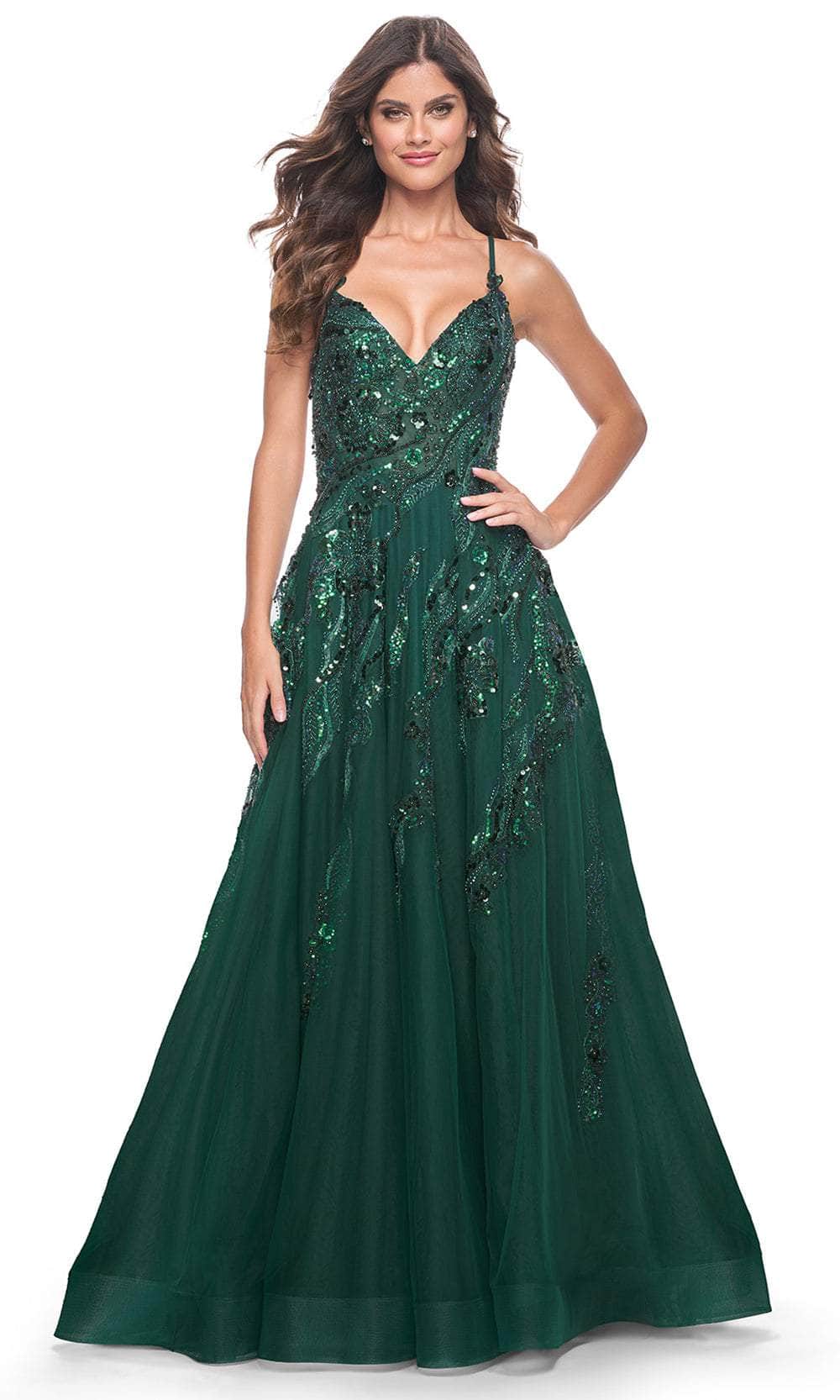 La Femme 32346 - Long Sequin Lace/Tulle A Line Dress