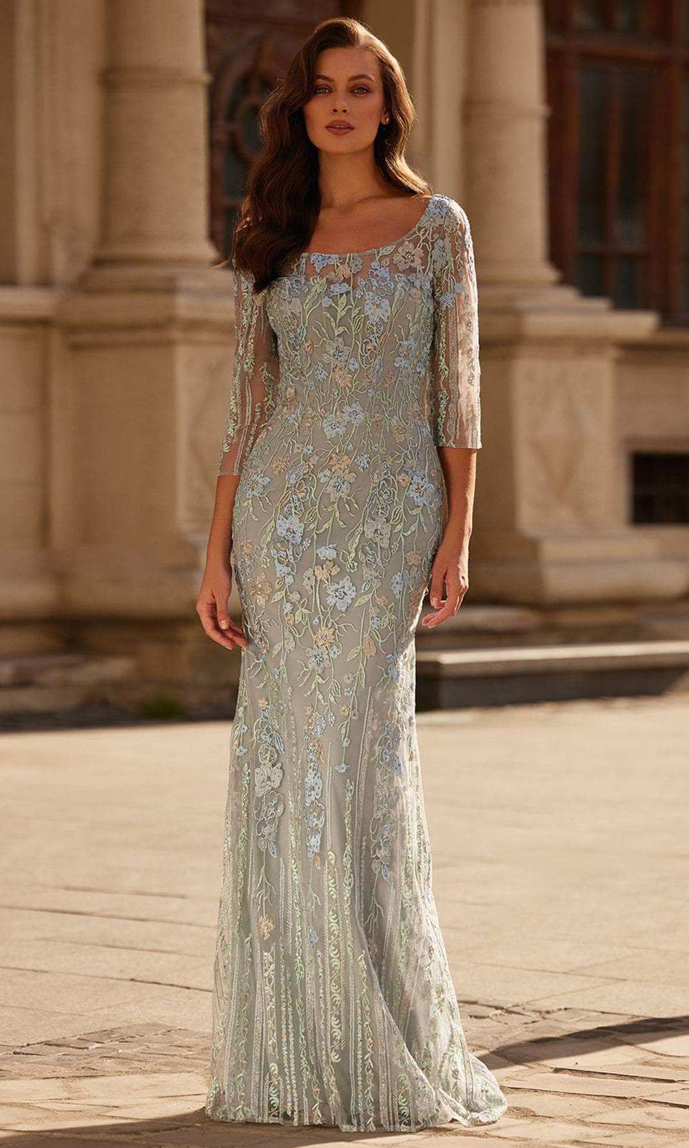 La Femme 32463 Illusion Sleeve Lace Evening Gown | Formal Dress Shops 8 / Light Blue La Femme 32463 Illusion Sleeve Lace Evening Gown | Formal Dress Shops 8 / Light Blue