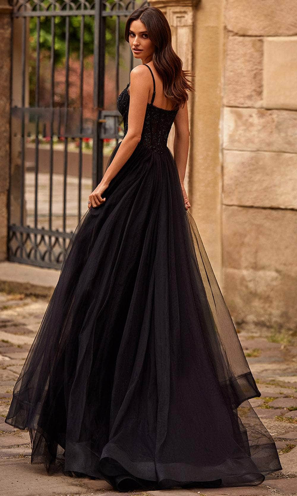 La Femme 32594 - V-Neck A-Line Prom Gown Evening Dresses