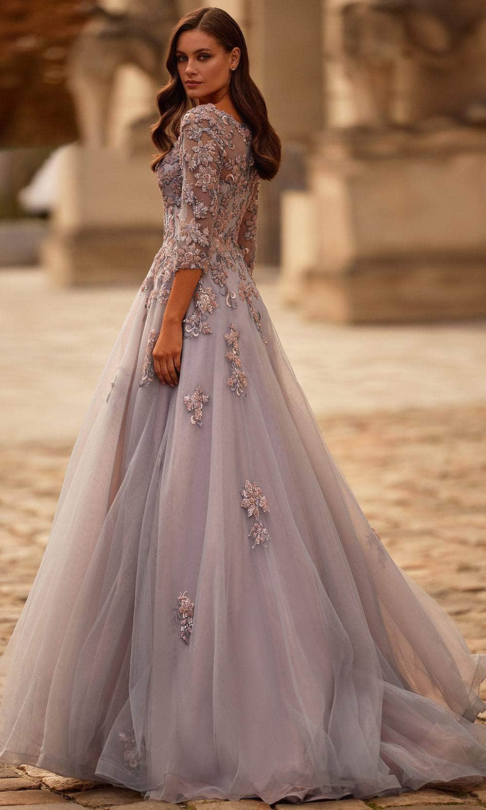 La Femme 32605 - Illusion Sleeve Evening Dress Mother of the Bride Dresses