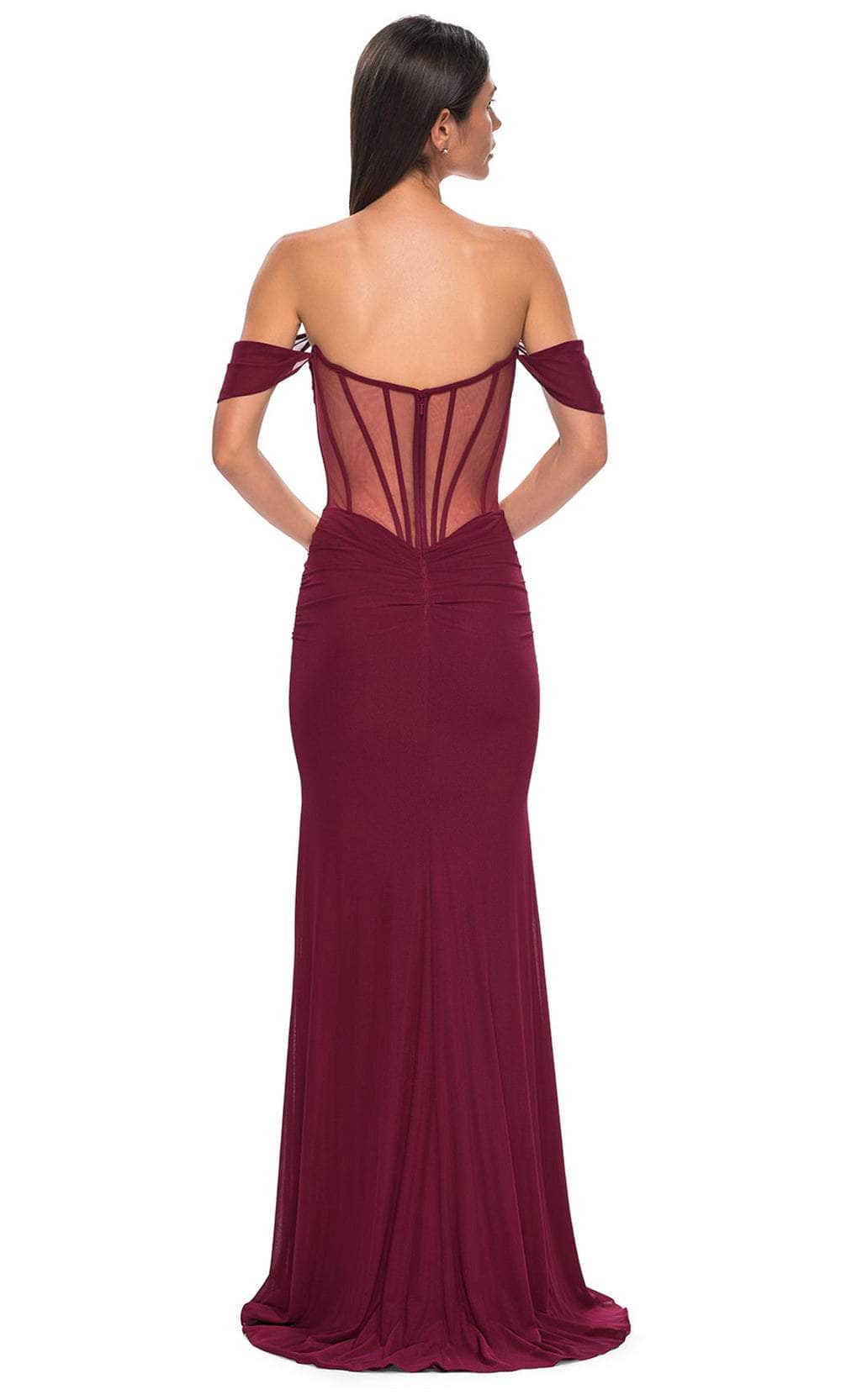 La Femme 32684 - Net Jersey  Draped Off Shoulder Prom Gown Prom Dresses
