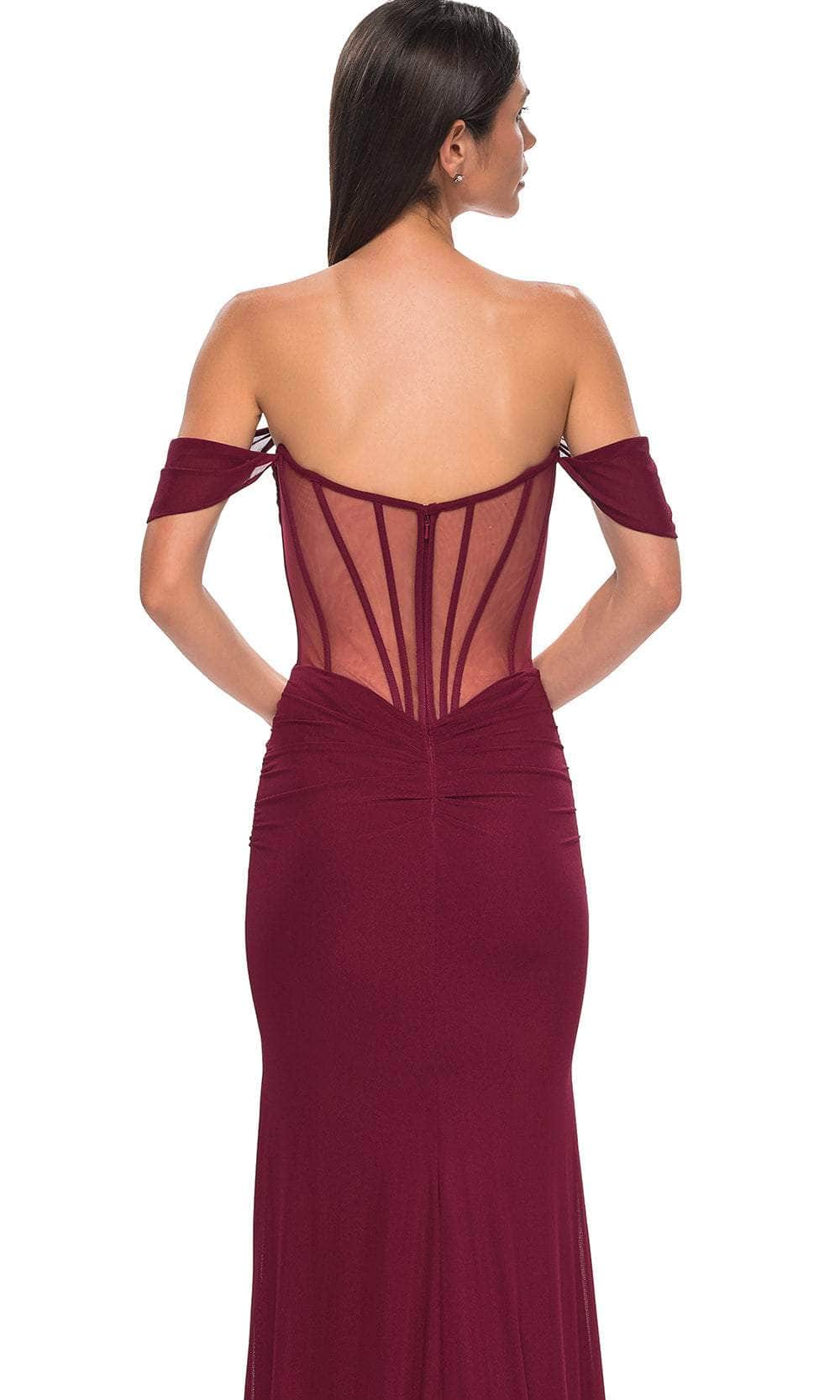 La Femme 32684 - Net Jersey  Draped Off Shoulder Prom Gown Prom Dresses