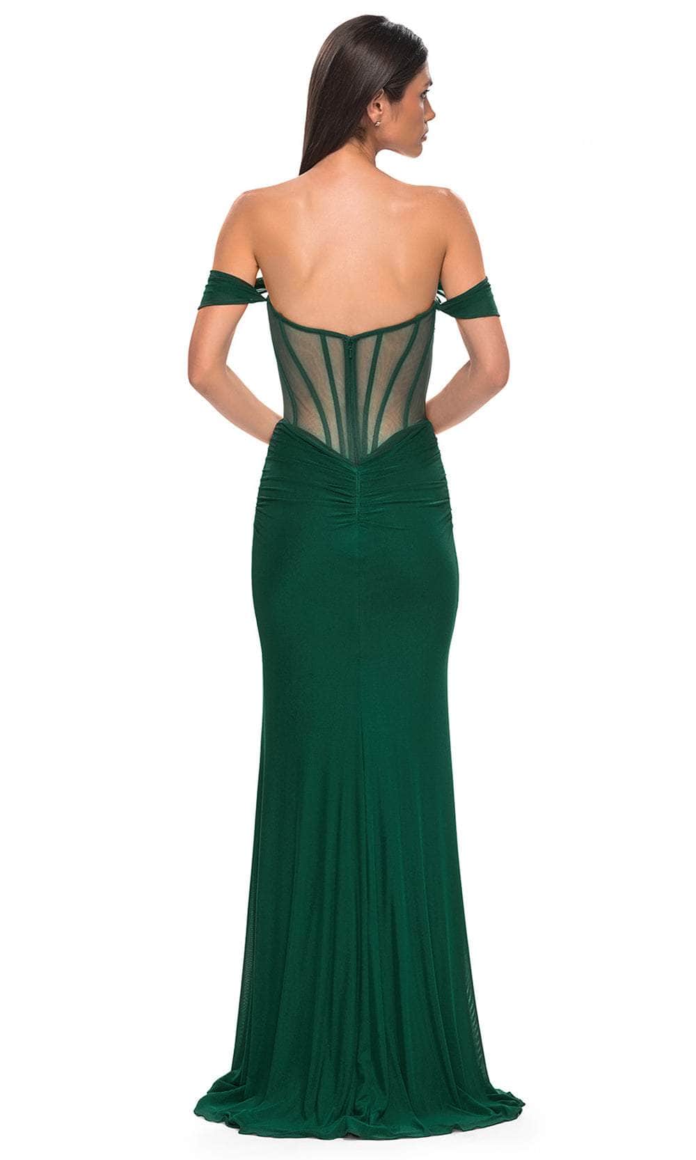 La Femme 32684 - Net Jersey  Draped Off Shoulder Prom Gown Prom Dresses