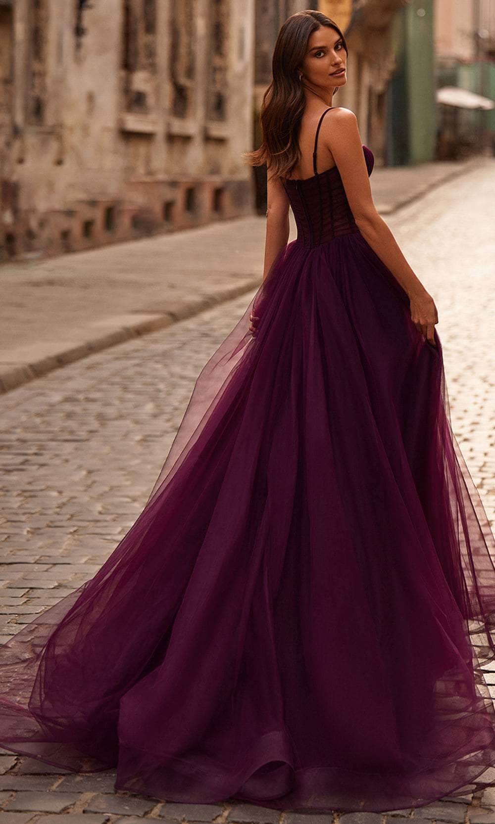 La Femme 32700 - Plunging Neckline Tulle Prom Gown Prom Dresses