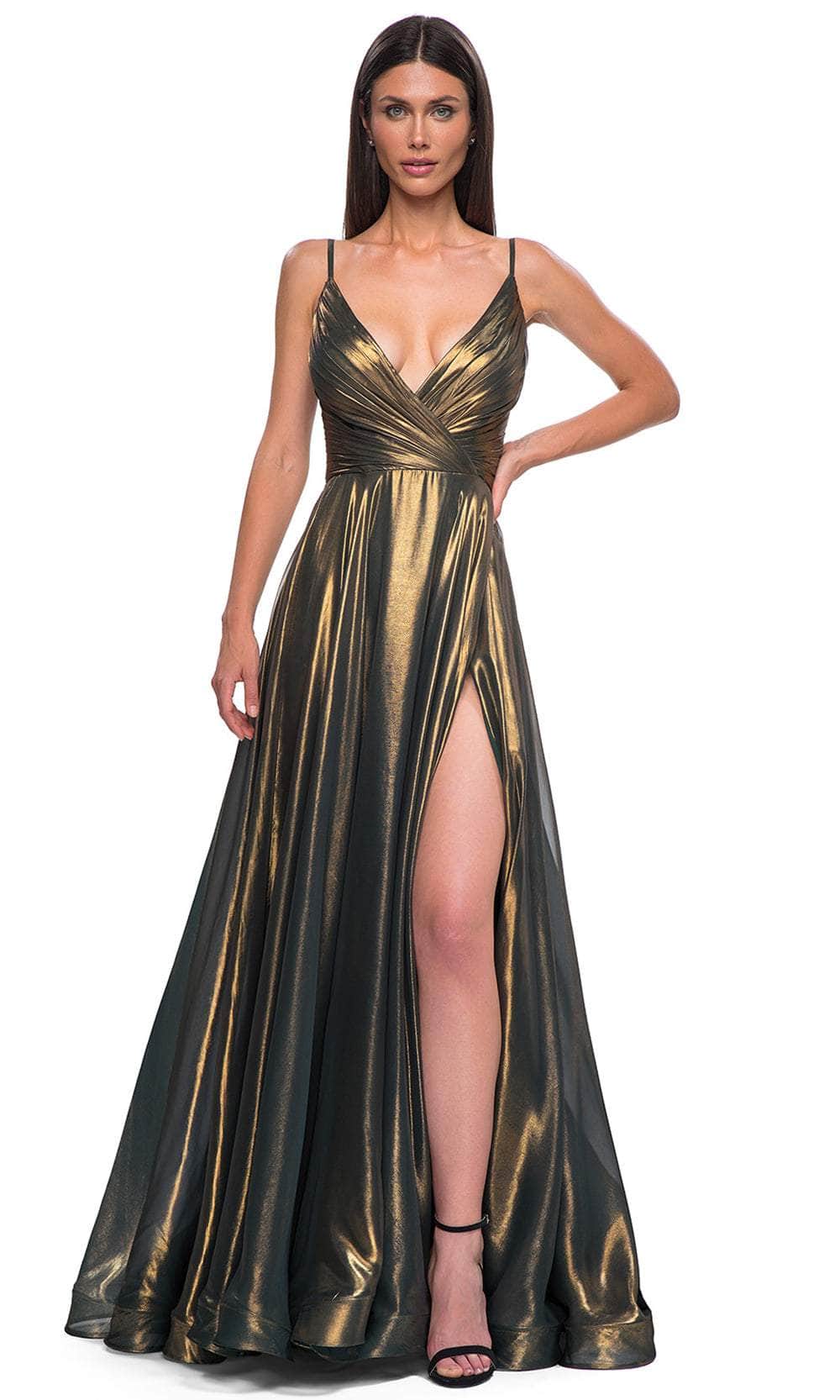 La Femme 32864 - Sleeveless Faux Wrap Prom Gown Prom Dresses