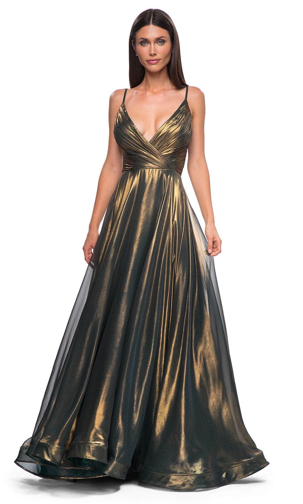 La Femme 32864 - Sleeveless Faux Wrap Prom Gown Prom Dresses