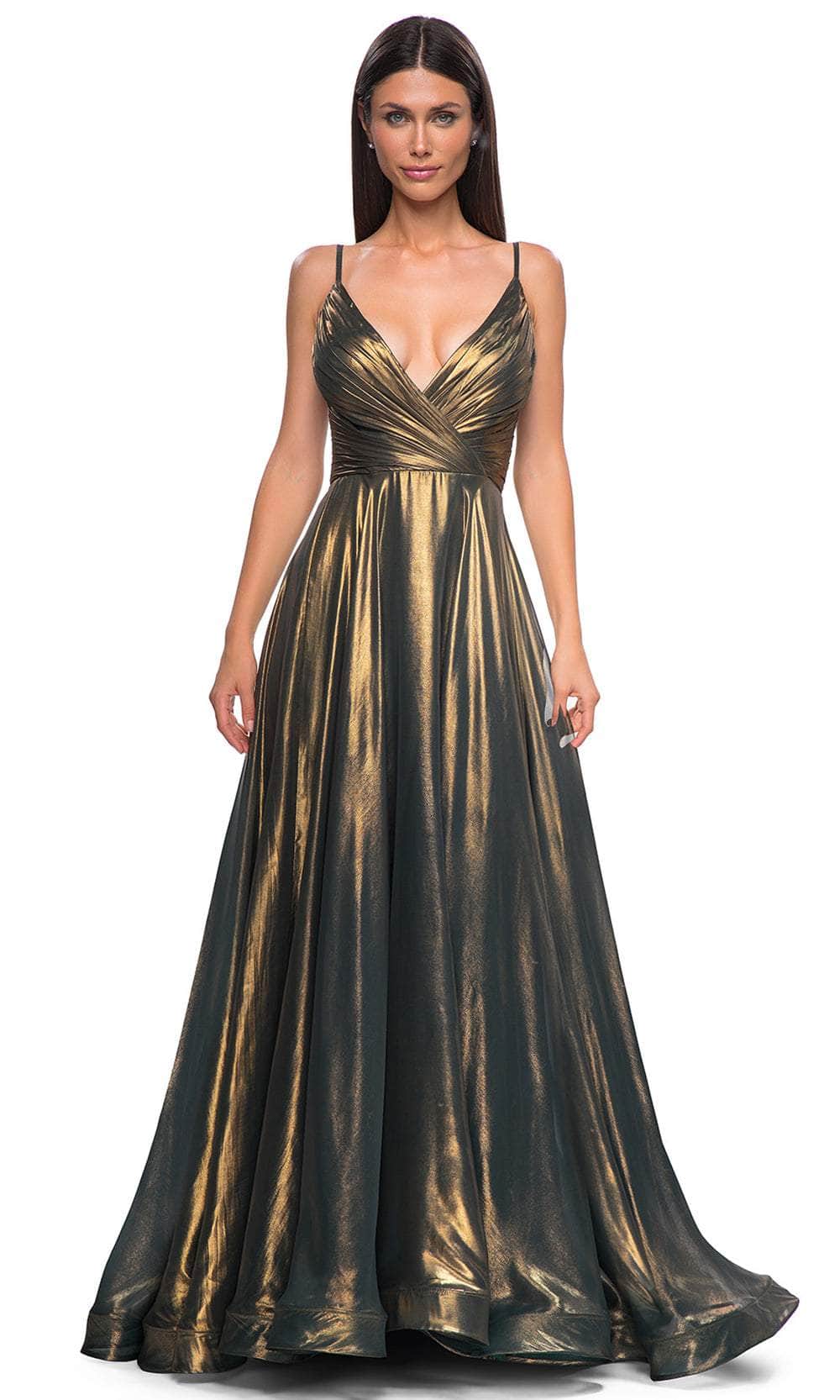 La Femme 32864 - Sleeveless Faux Wrap Prom Gown Prom Dresses