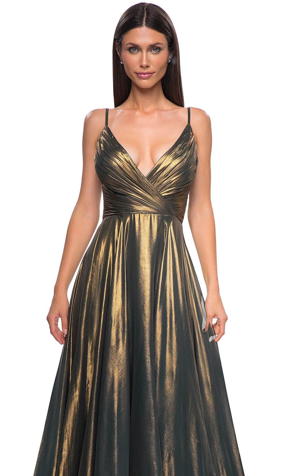 La Femme 32864 - Sleeveless Faux Wrap Prom Gown Prom Dresses