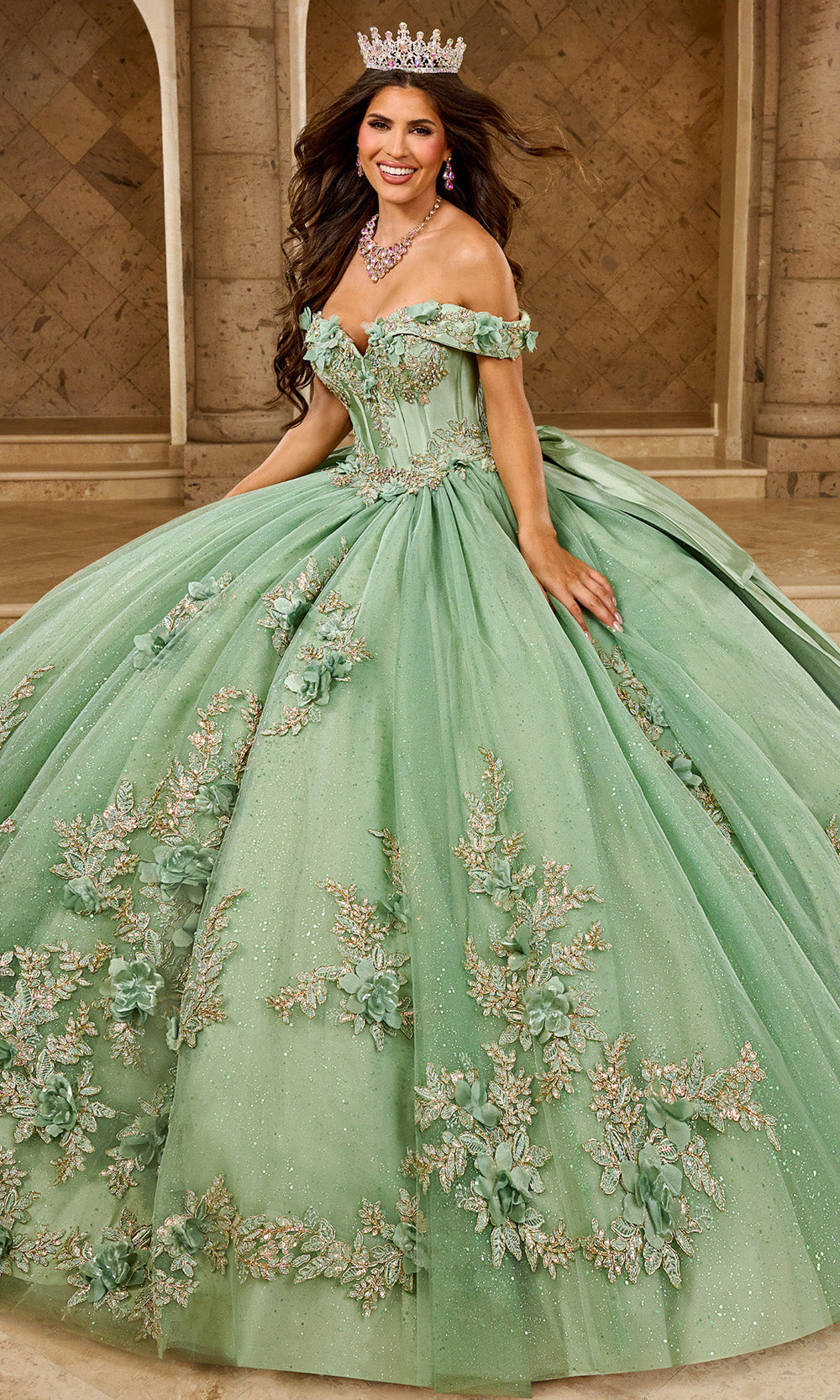 Rachel Allan RQ2210 - Lace-Up Off Shoulder Quince Gown Quinceanera Dresses