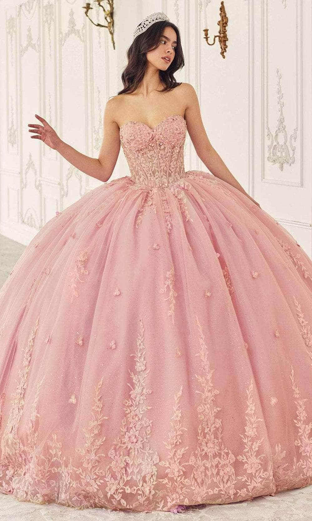 ladivine 15723 - embellished ballgown with cape Special Occasion Dresses Dresses XXS /  Blush