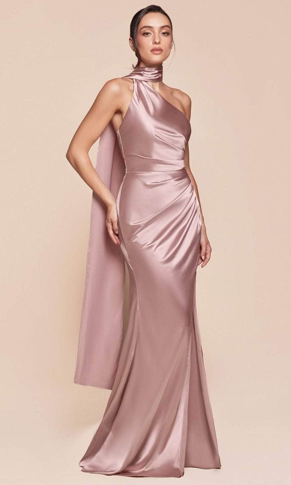 Ladivine 7454 - Sleeveless One Shoulder Gown