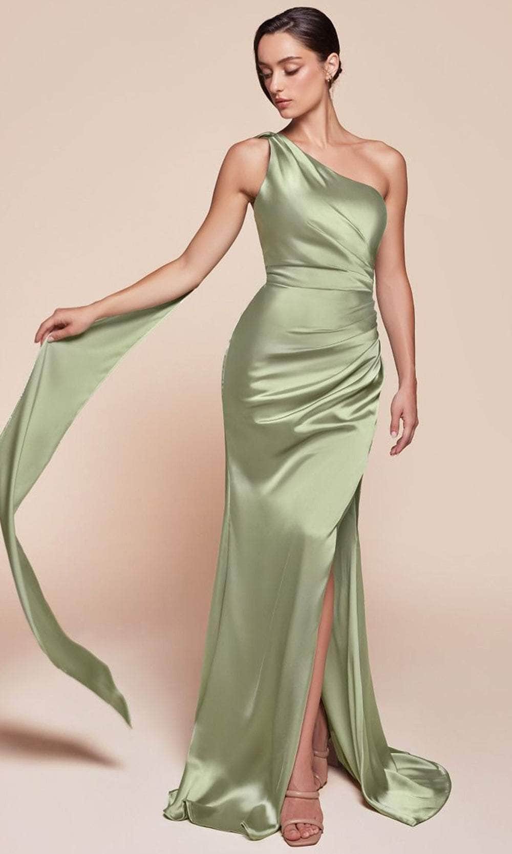 Ladivine 7454 - Sleeveless One Shoulder Gown