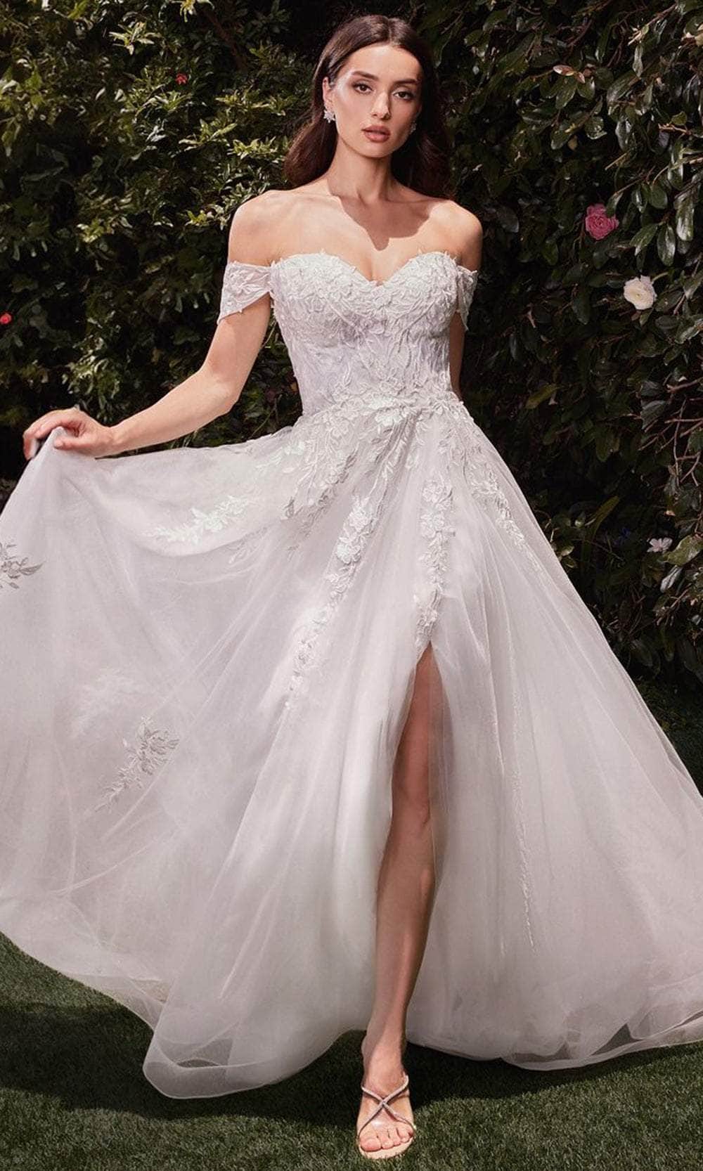 Ladivine Bridal C159W - Long Lace, Tulle A-Line Dress - Floral Embroidery, Floor Length, Mid-Open Back, Back Zipper, Slit ADASA Ladivine Bridal C159W - Long Lace, Tulle A-Line Dress - Floral Embroidery, Floor Length, Mid-Open Back, Back Zipper, Slit ADASA