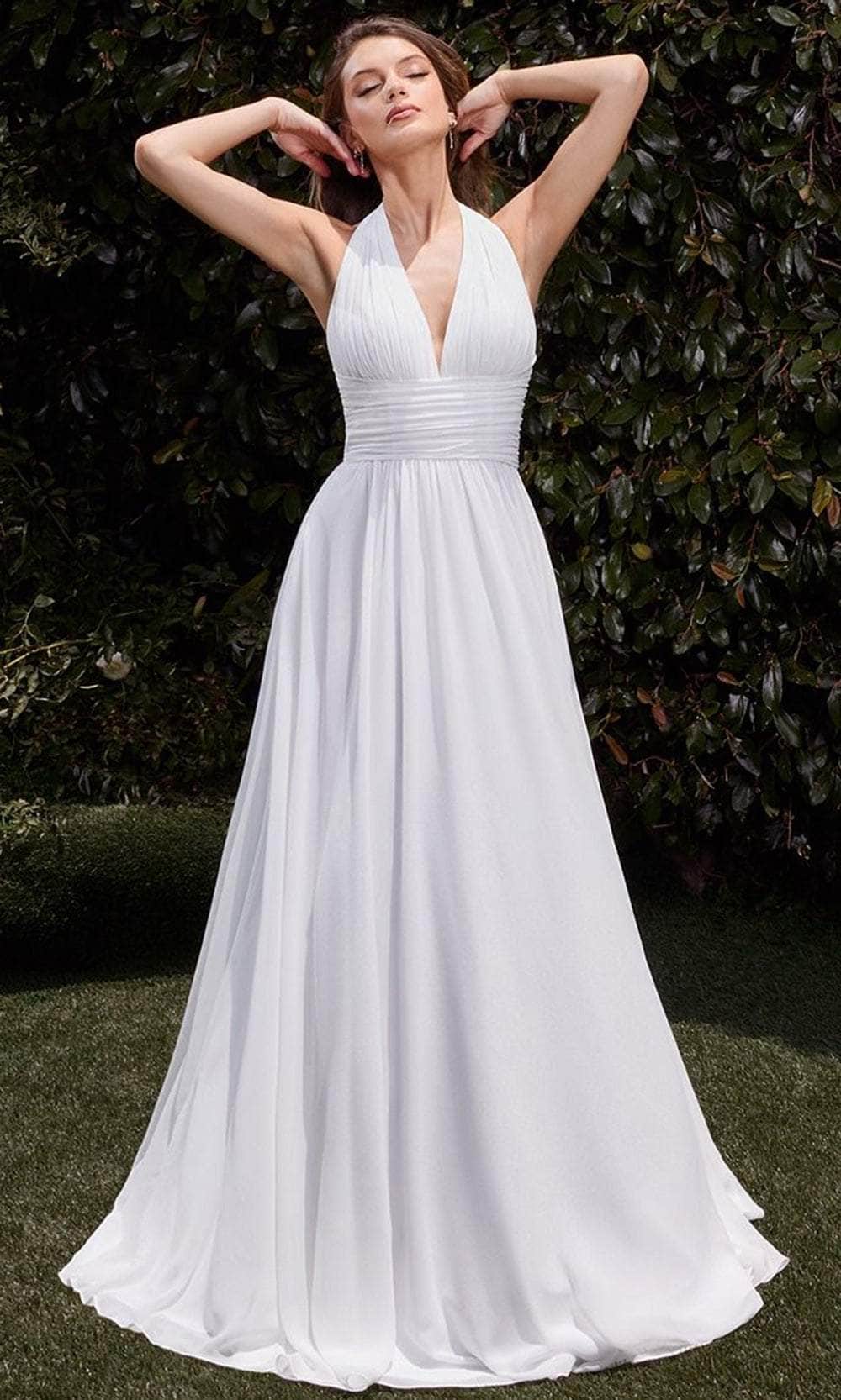 empire waist halter wedding dress Boho Minimalist Halter Wedding Dress with Illusion Lace High Neck & Elegant A-Line Floor Length Skirt (468918)