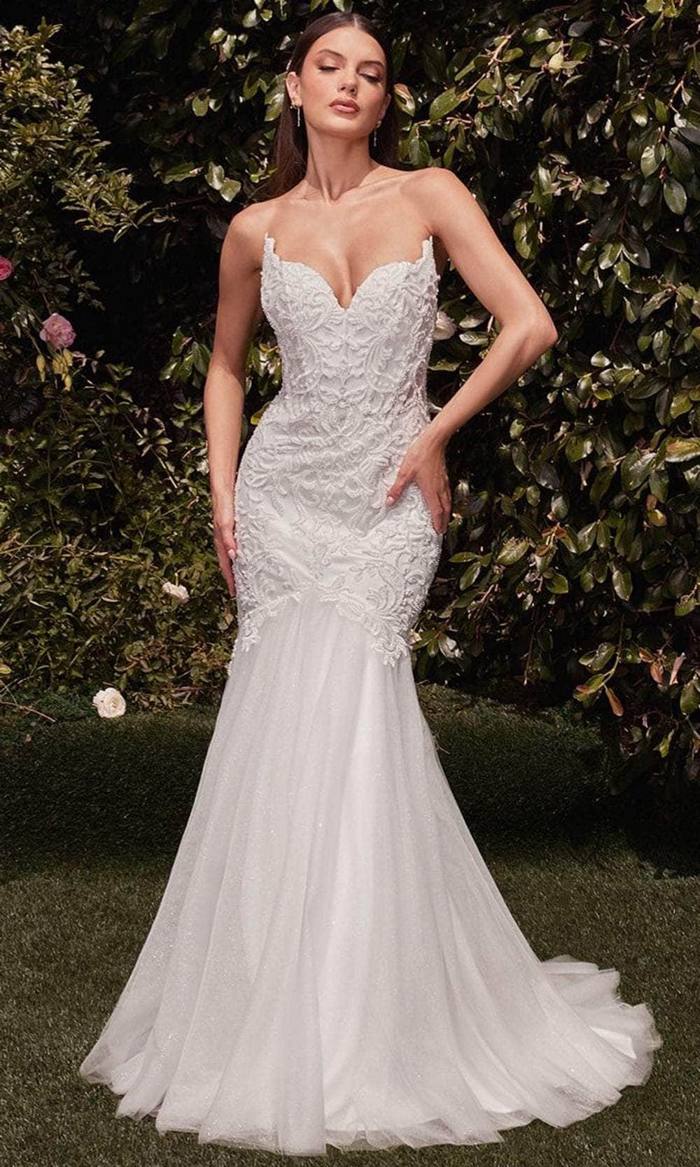 fitted lace wedding dress Round Sleeveless Lace Appliques Mermaid Wedding Dress Custom Color / US 8 main image 0