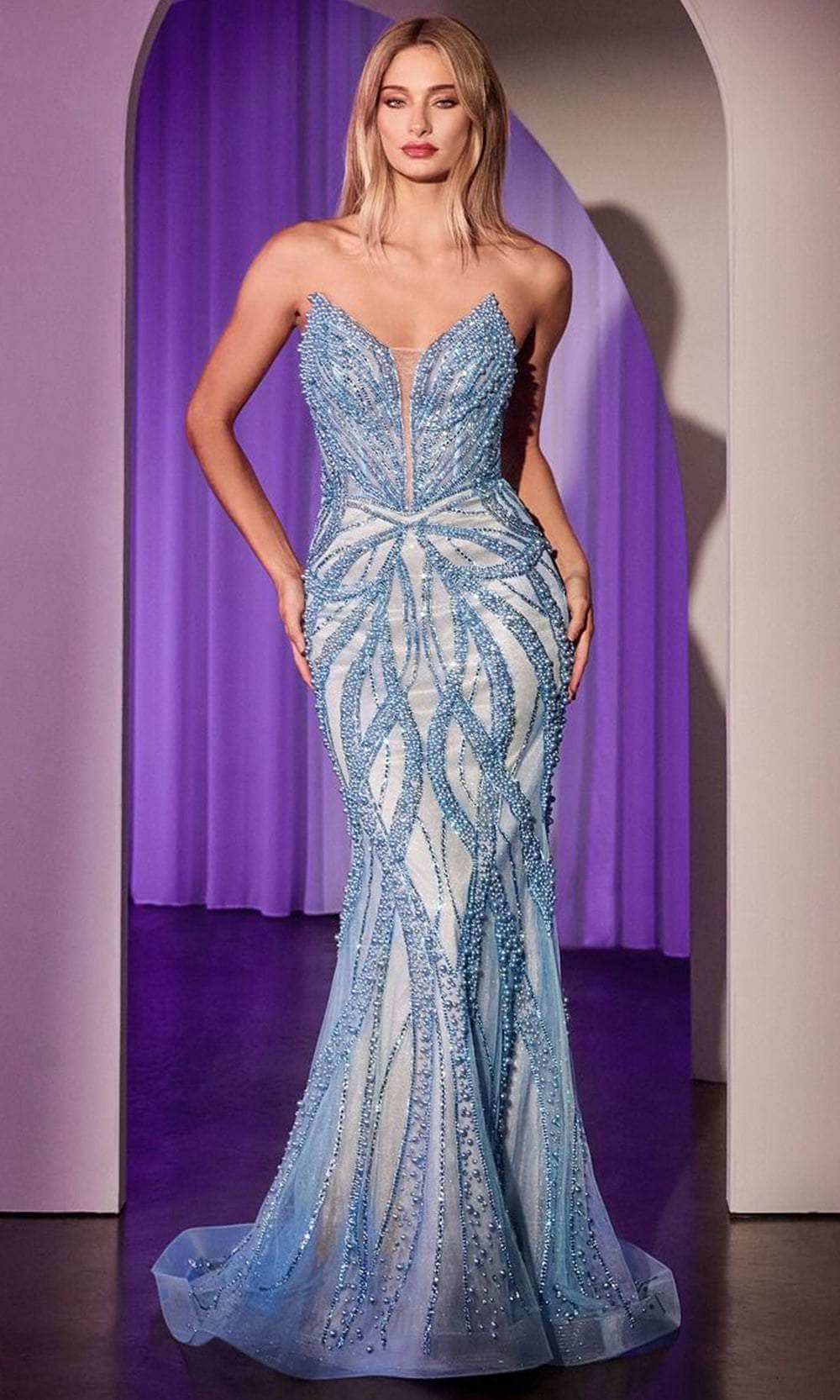 Ladivine CC0688 - Beaded V-Neck Long Gown