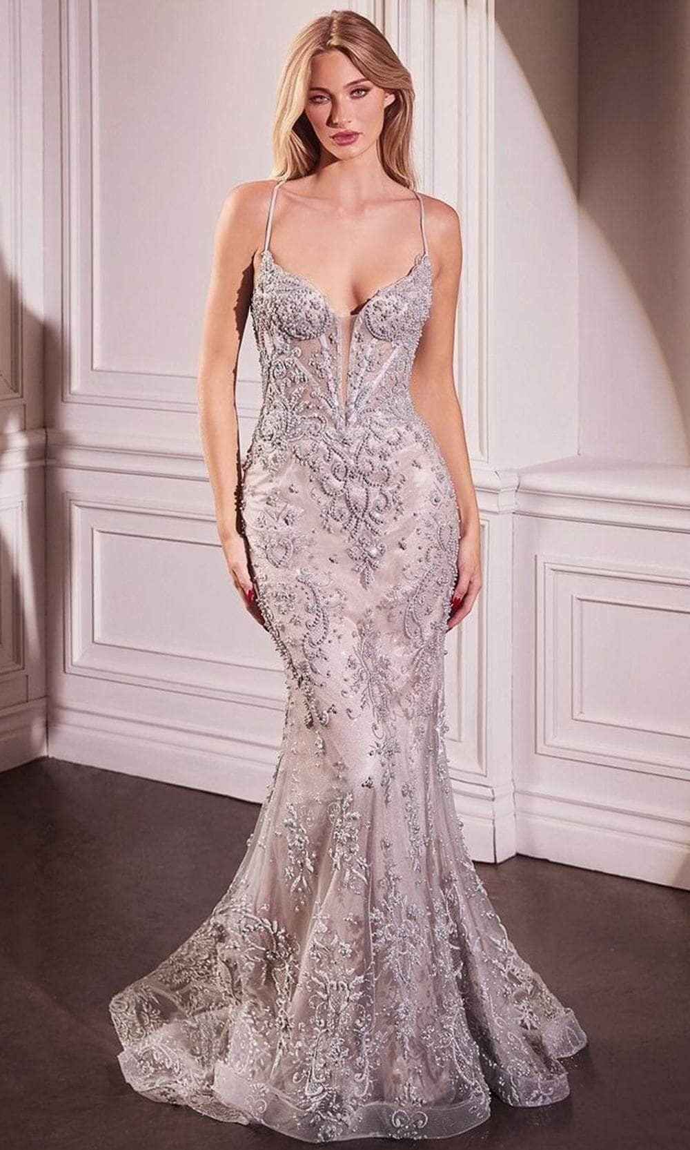 Ladivine CC2403 - Plunging V-Neck Mermaid Evening Dress