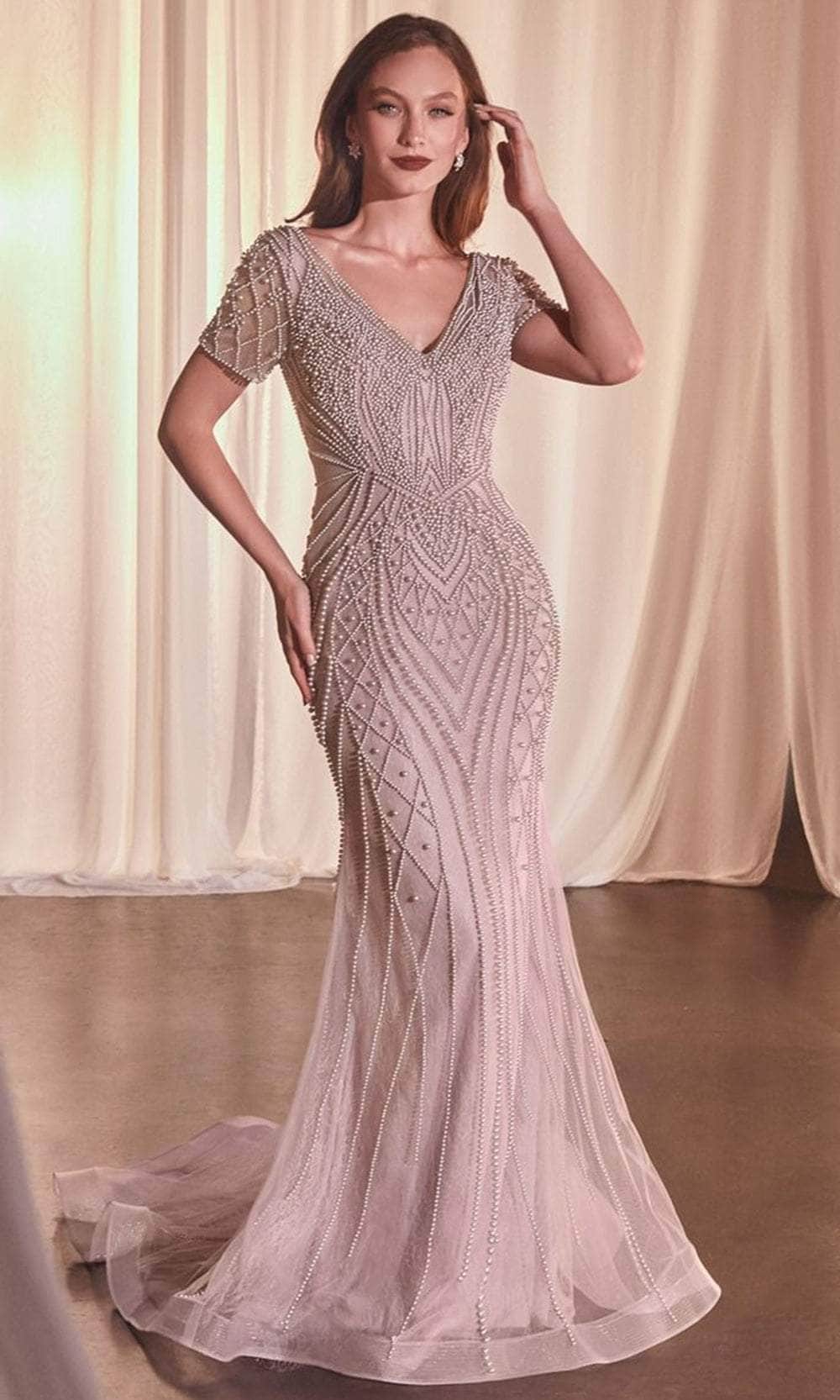 Ladivine CC4019 - Beaded V-Neck Evening Gown