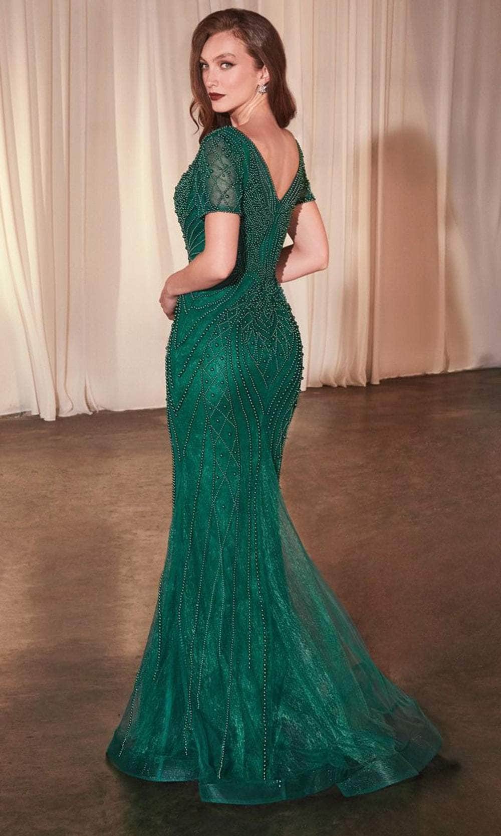 Ladivine CC4019 - Beaded V-Neck Evening Gown