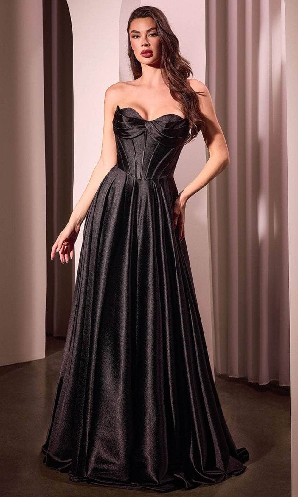 Ladivine CD378 - Pleated Sweetheart Long Gown