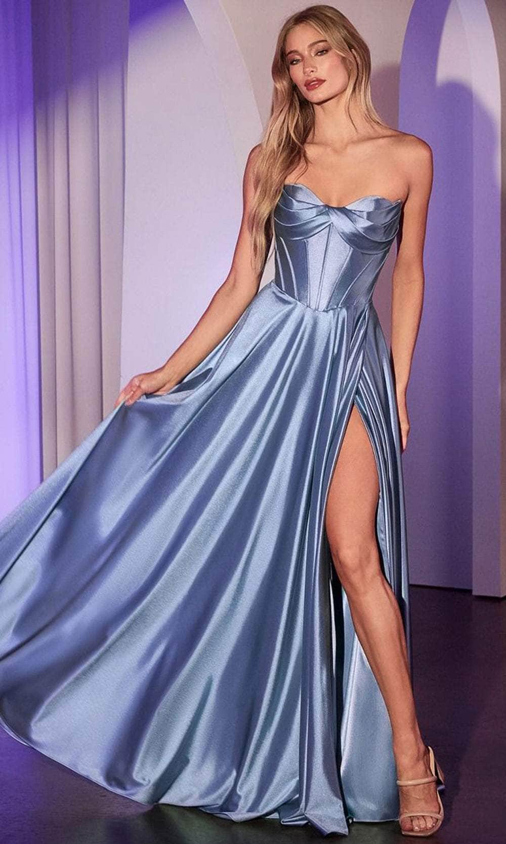 Ladivine CD378 - Pleated Sweetheart Long Gown