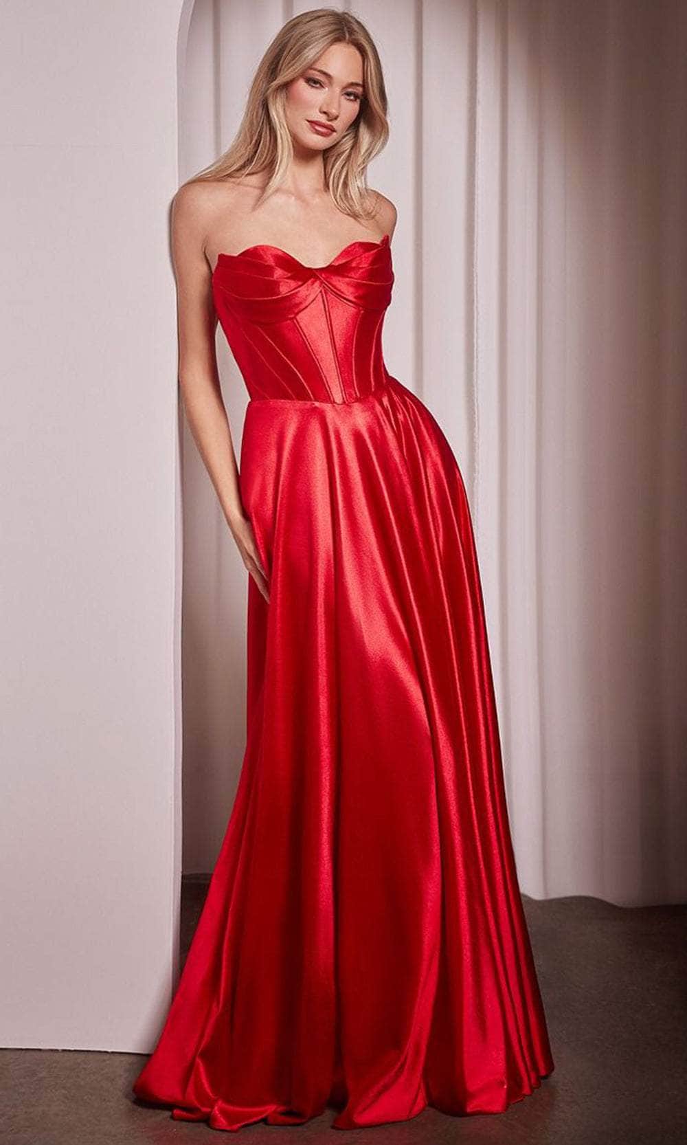 Ladivine CD378 - Pleated Sweetheart Long Gown