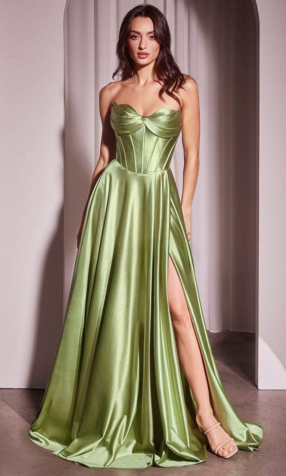 Ladivine CD378 - Pleated Sweetheart Long Gown