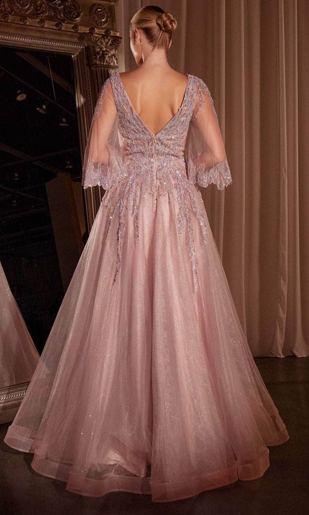 Ladivine CD784 - Illusion Deep V-Neck Evening Gown