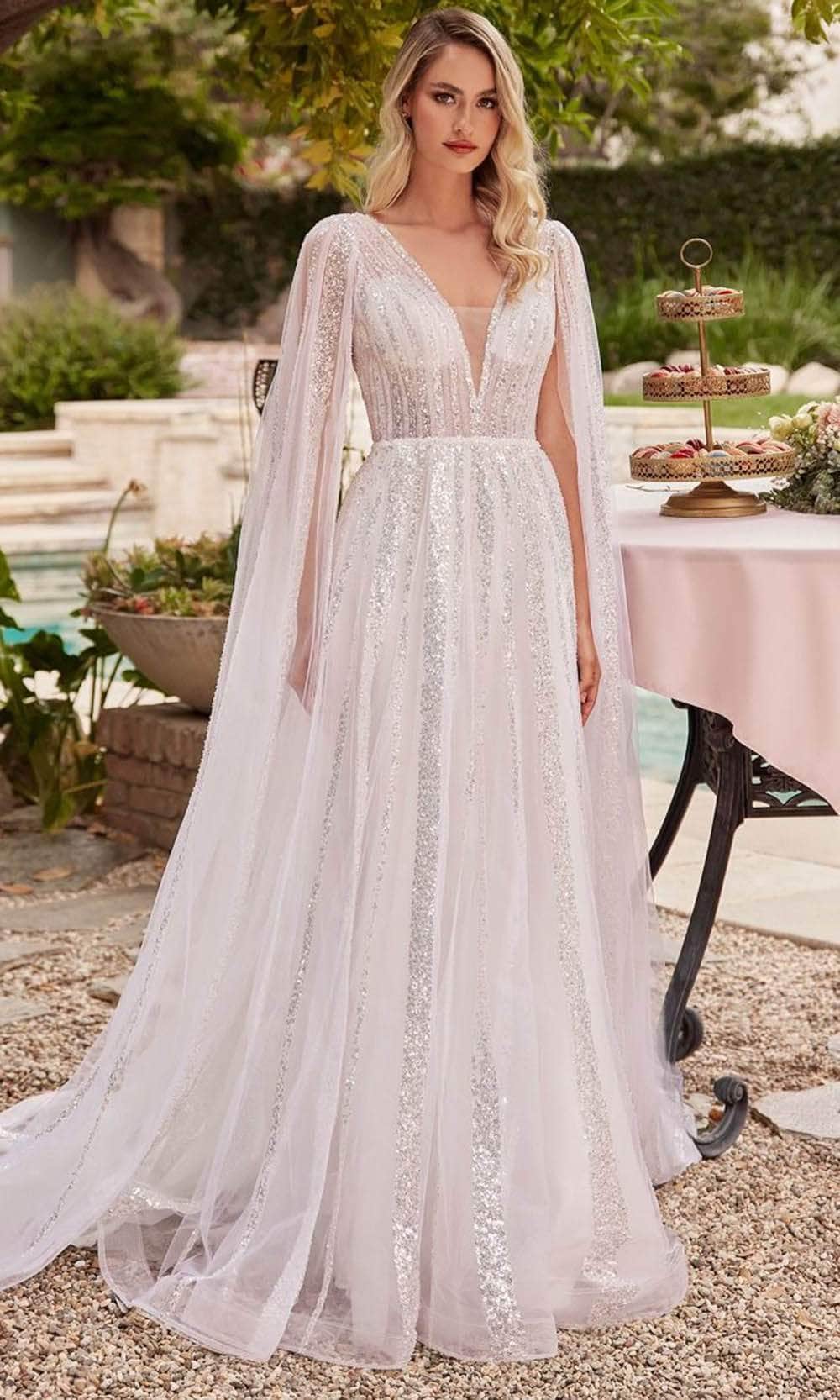 Cinderella Divine CD852W - Sequin-Adorned A-line Wedding Dress Cinderella Divine CD852W - Sequin-Adorned A-line Wedding Dress