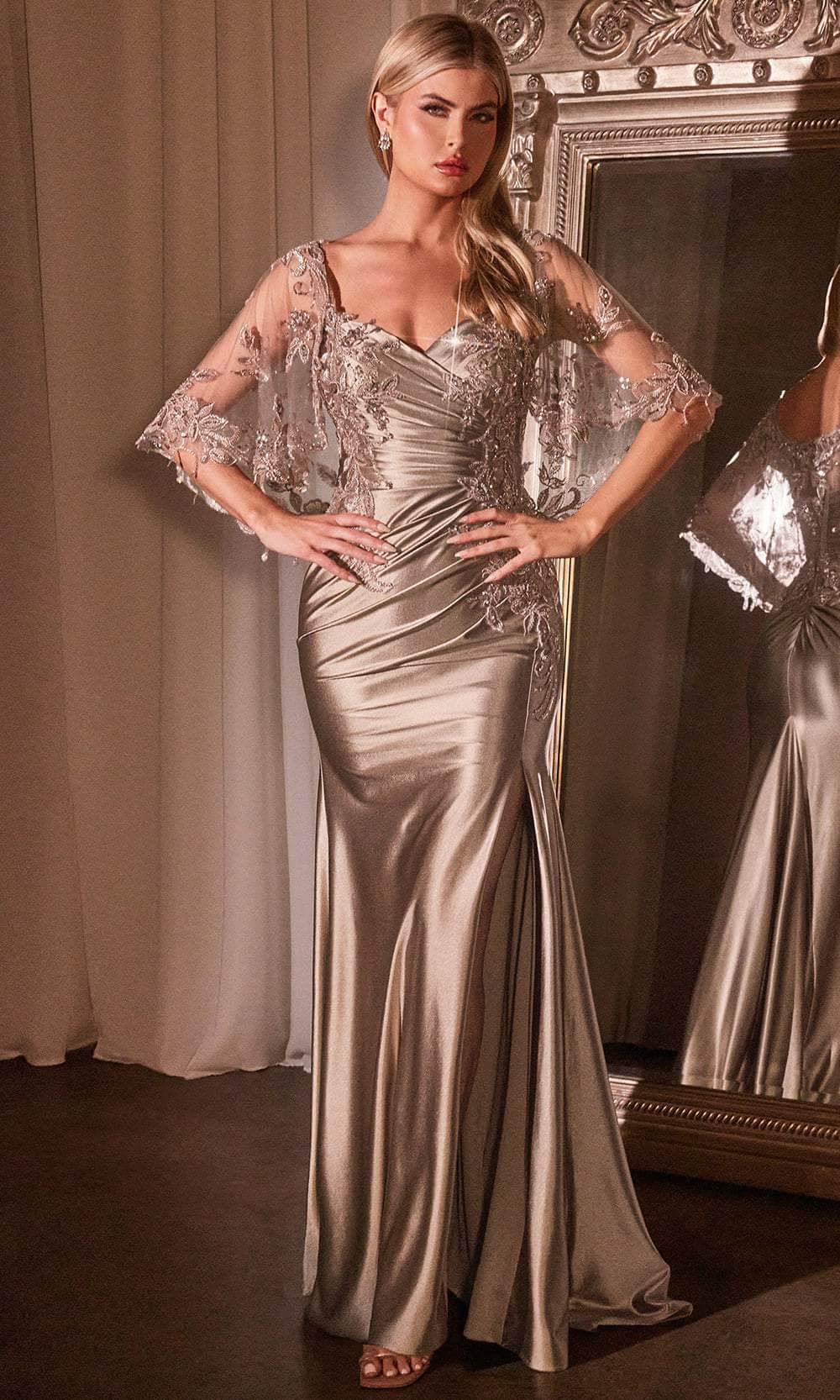 Ladivine CDS499 - Embroidered Ruched Bodice Prom Dress Prom Dresses