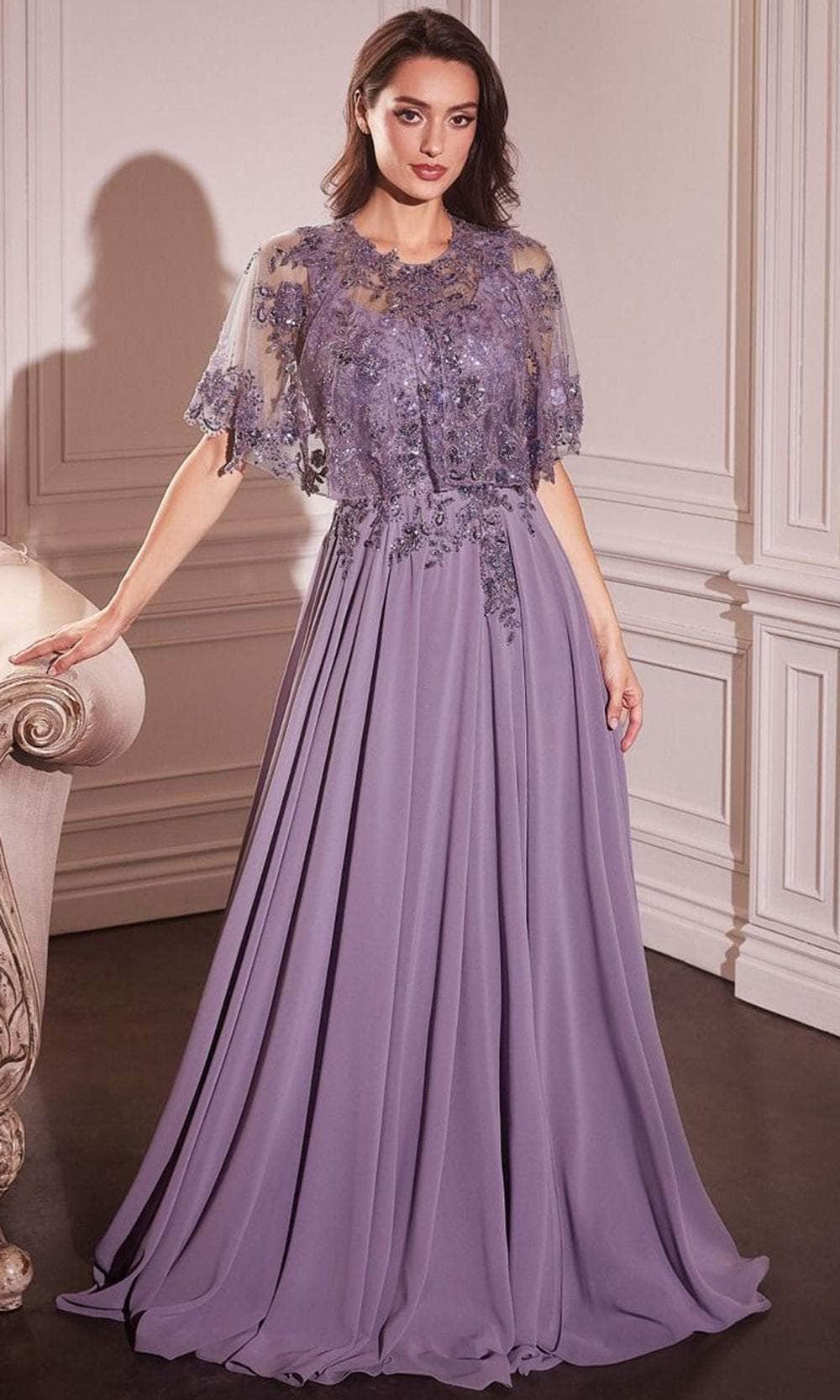 Ladivine CDS503 - Embellished Cape Evening Gown