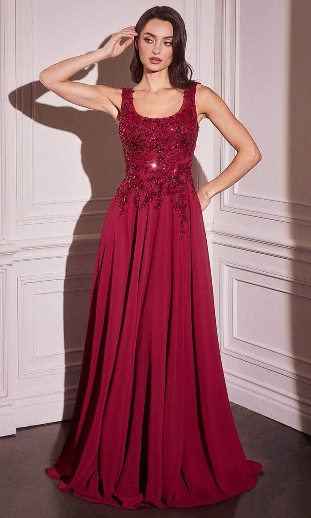 Ladivine CDS503 - Embellished Cape Evening Gown