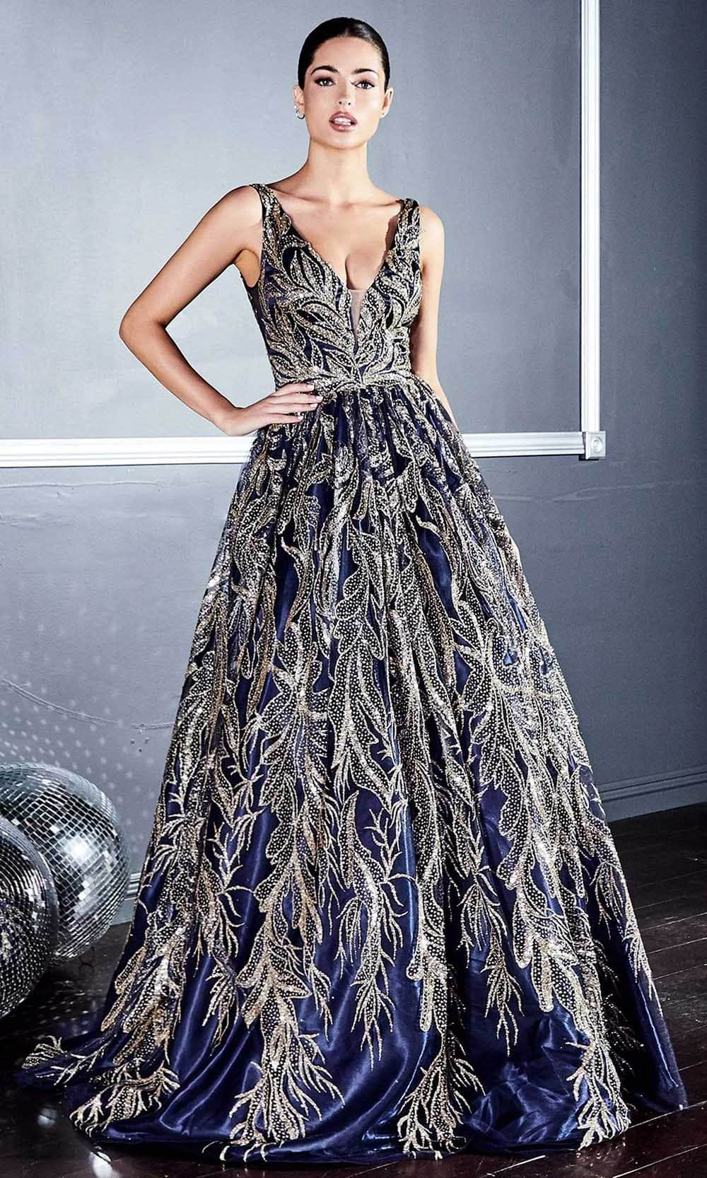 Ladivine J812 Prom Dresses 2 / Gold-Navy