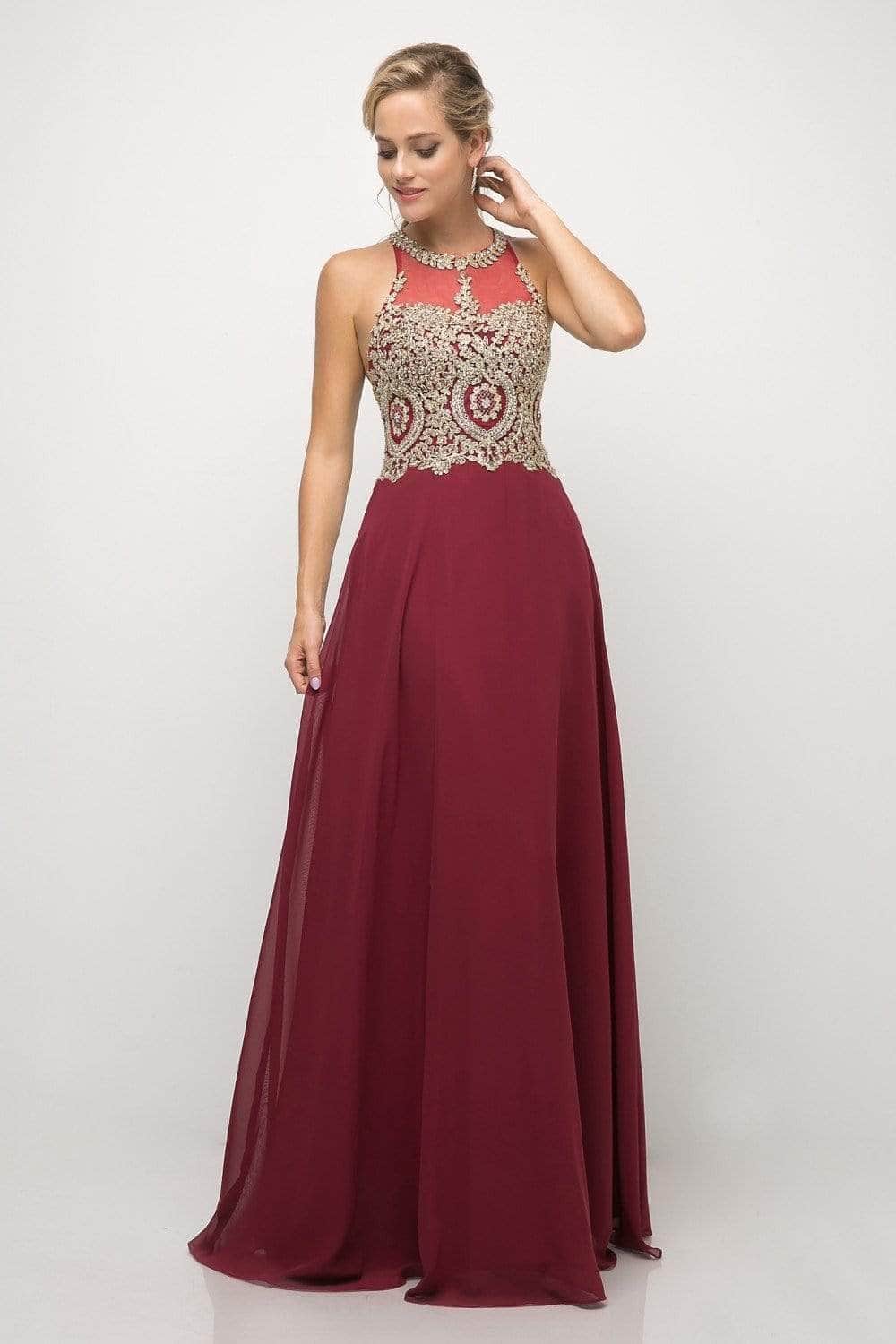 Ladivine UJ0120 Prom Dresses XXS / Burgundy-Gold