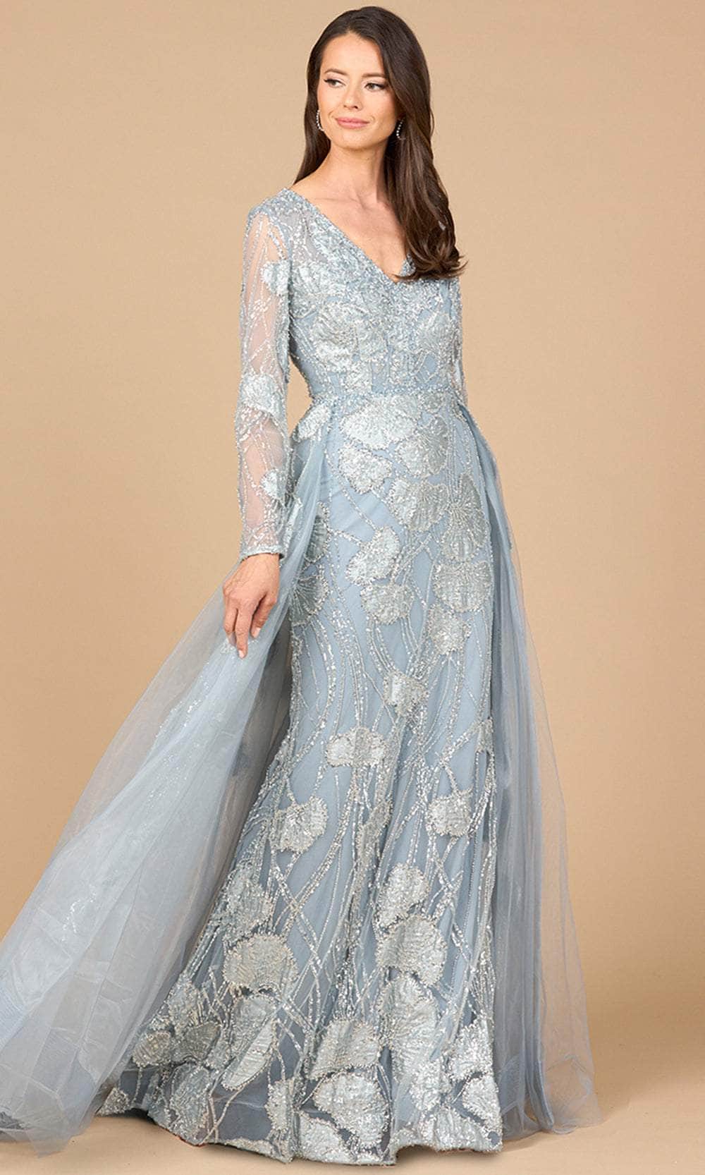 green emerald velvet dress Lara Dresses 29188 - Long Sleeve Embellished Evening Gown 18 / Teal main image 1