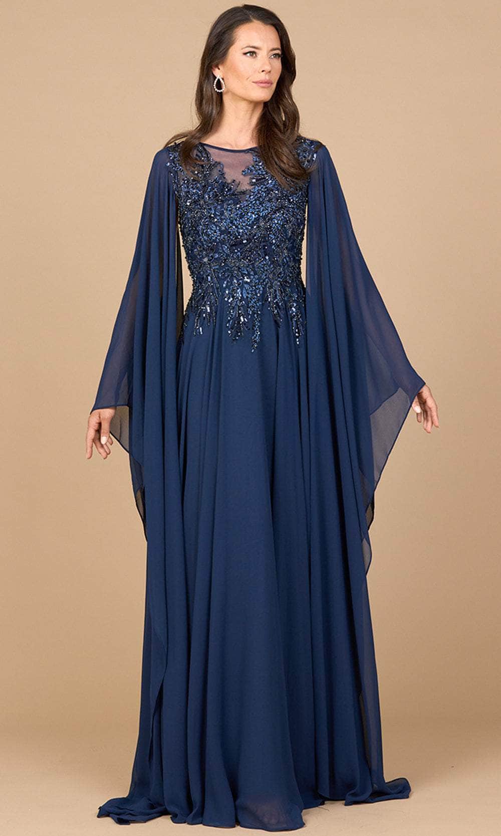 Lara Dresses 28968 - Illusion Scoop A-Line Evening Dress Mother of the Bride Dresses 4 / Navy