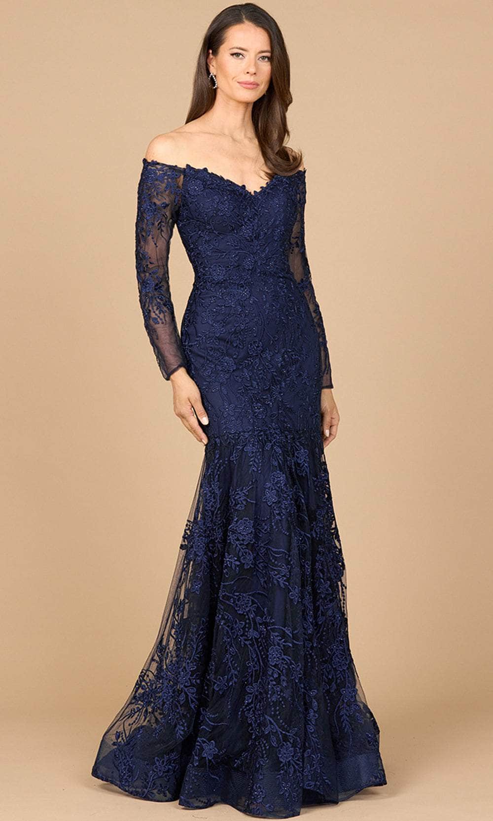 Lara Dresses 28977 - Long Mermaid Dress - Long Sleeves, Embroideries, Off-Shoulder, Fitted Bodice, Back Zipper Closure, Horsehair Hem, Train ADASA Lara Dresses 28977 - Long Mermaid Dress - Long Sleeves, Embroideries, Off-Shoulder, Fitted Bodice, Back Zipper Closure, Horsehair Hem, Train ADASA