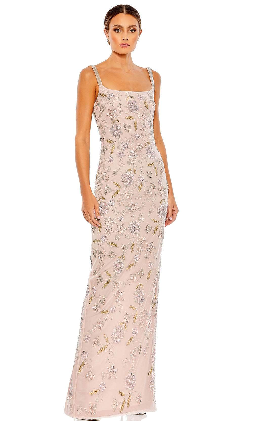 Mac Duggal 10808 - Square Neck Floral Evening Gown Evening Dresses 2 / Rose
