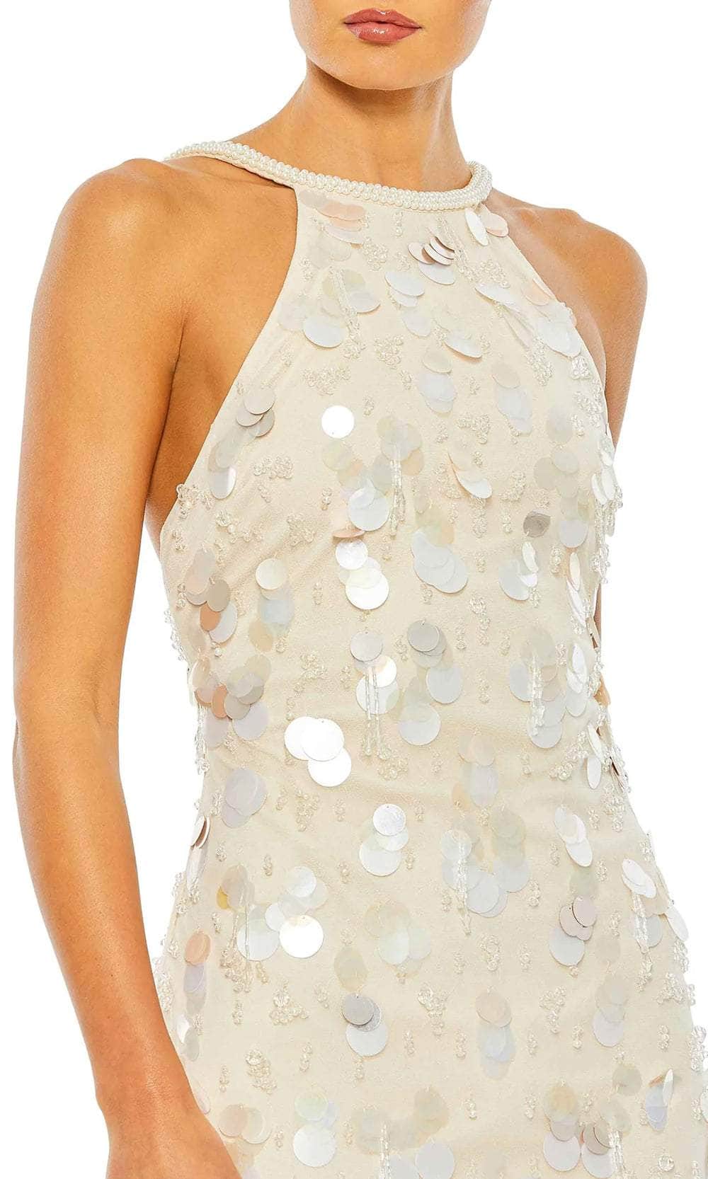 Mac Duggal 10878 - Sequined Halter Evening Dress with Slit Prom Dresses