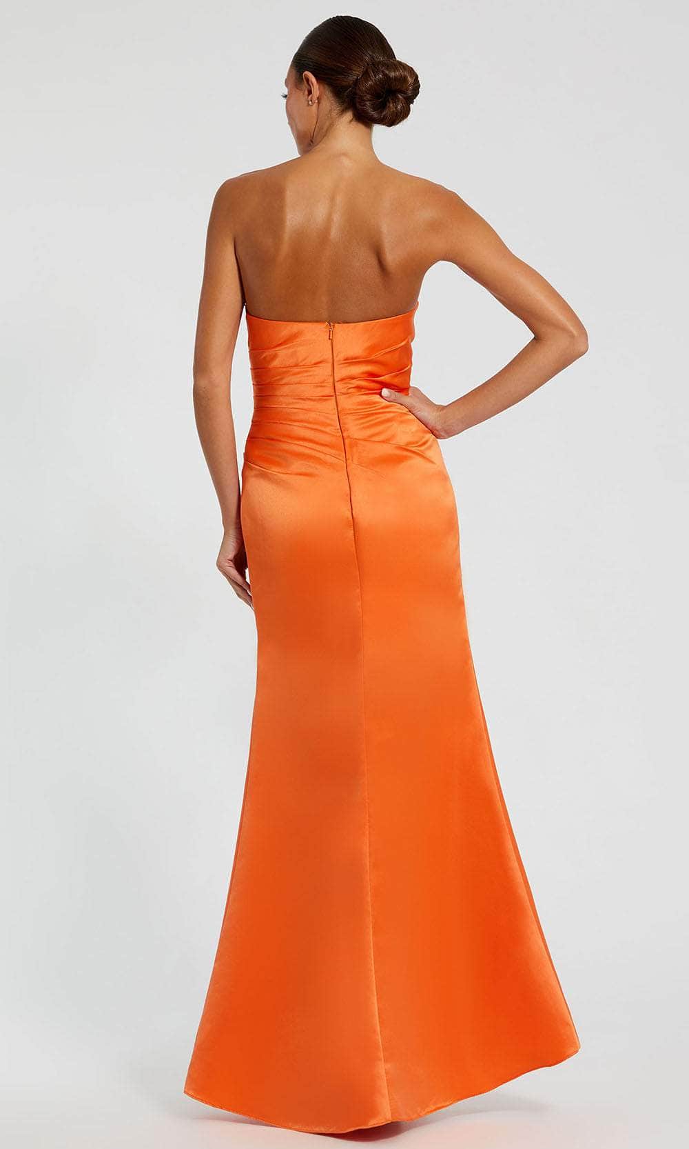 Mac Duggal 11653 - Satin Gown with Ruched Bodice and Slit Prom Dresses