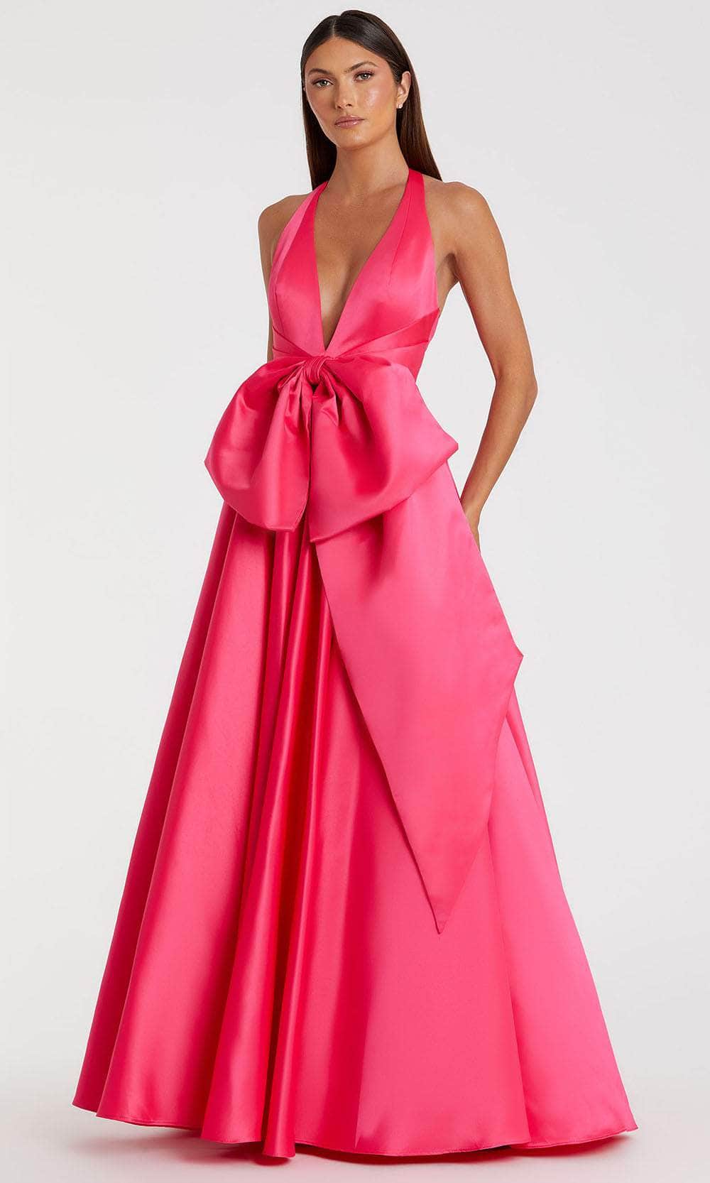 Mac Duggal 11890 - Plunging Neckline Satin Dress Ball Gowns