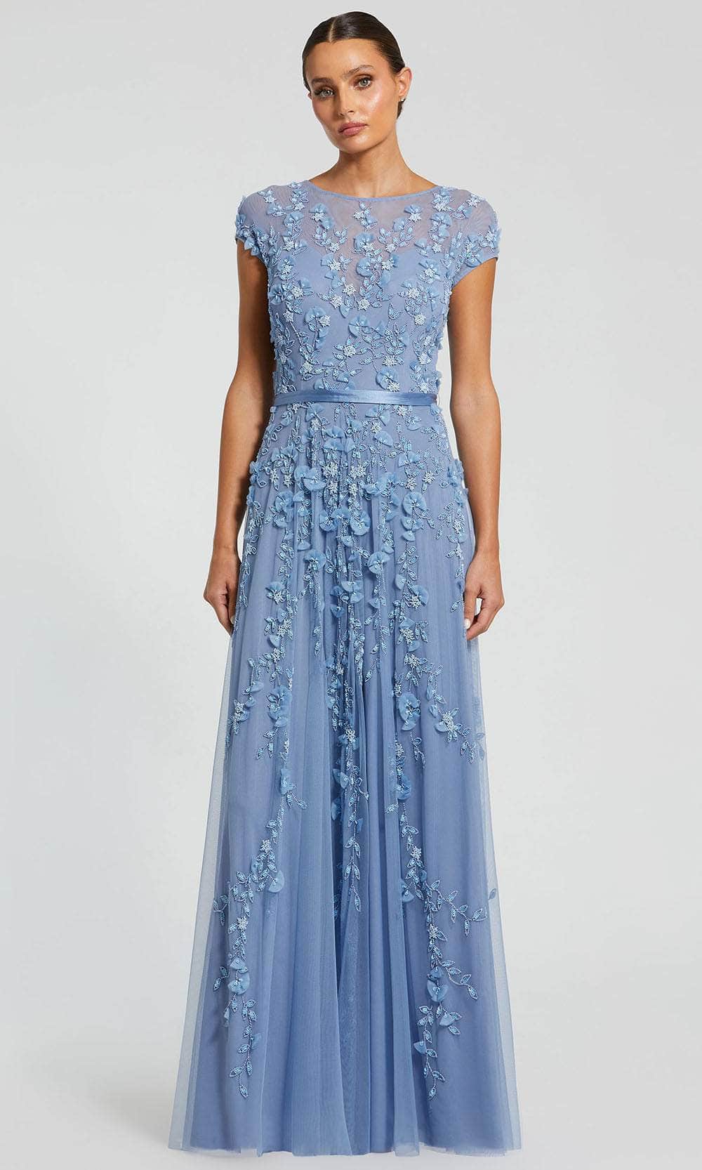 Mac Duggal 14521 - Floral Applique Mesh Gown with Illusion Neckline Mother of the Bride Dresses