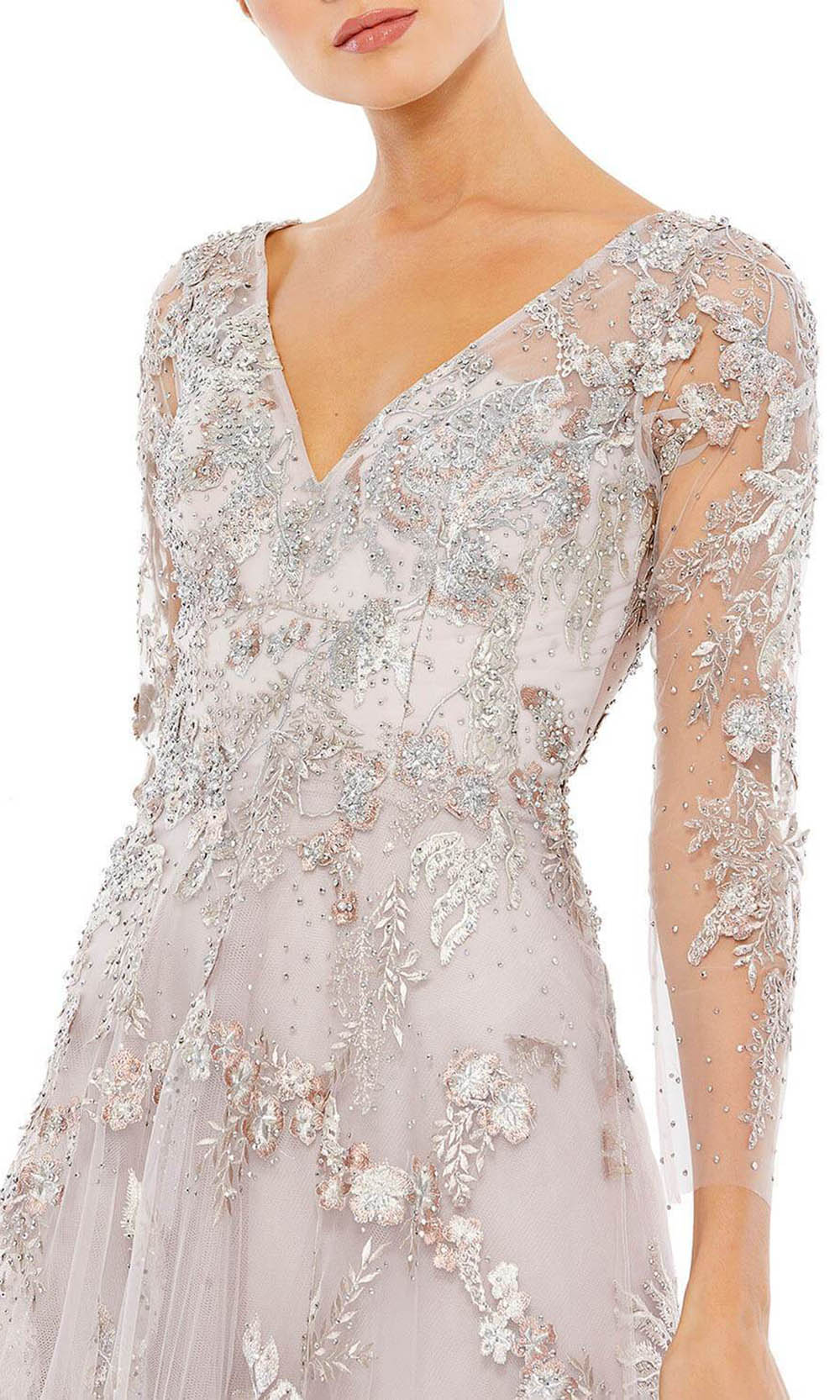 Mac Duggal - 20245 Sheer Sleeve Beaded A-line Gown Mother of the Bride Dresess