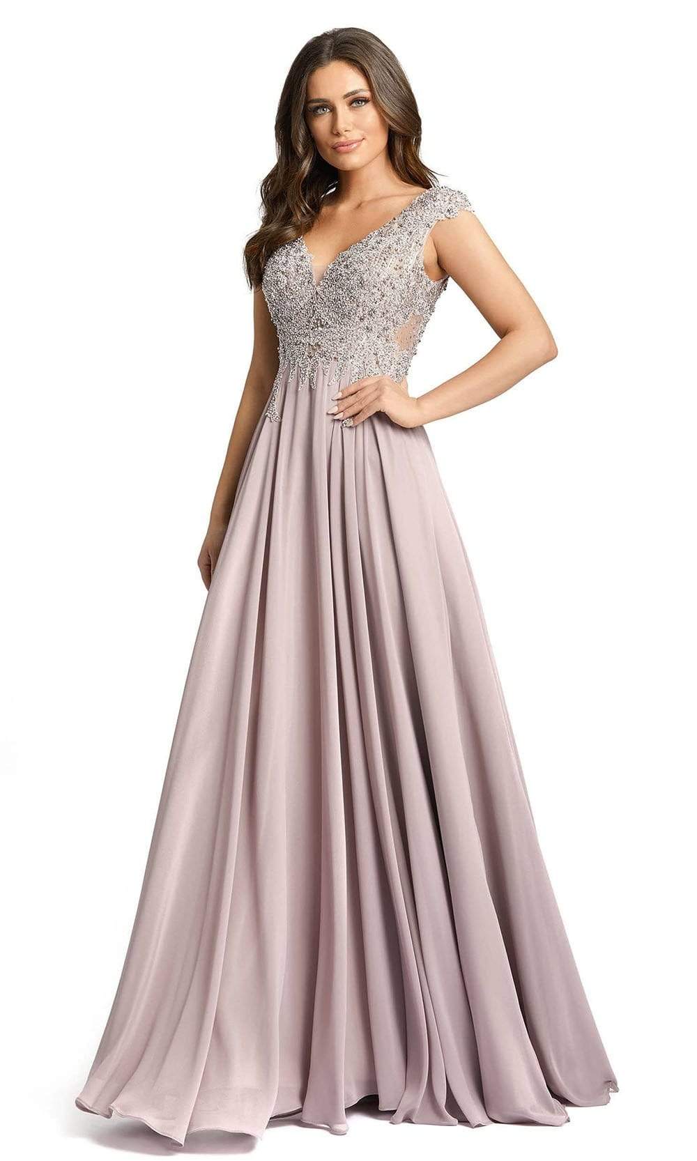 Mac Duggal - 20264 Embroidered V-Neck A-Line Dress Evening Dresses 2 / Vintage Lilac