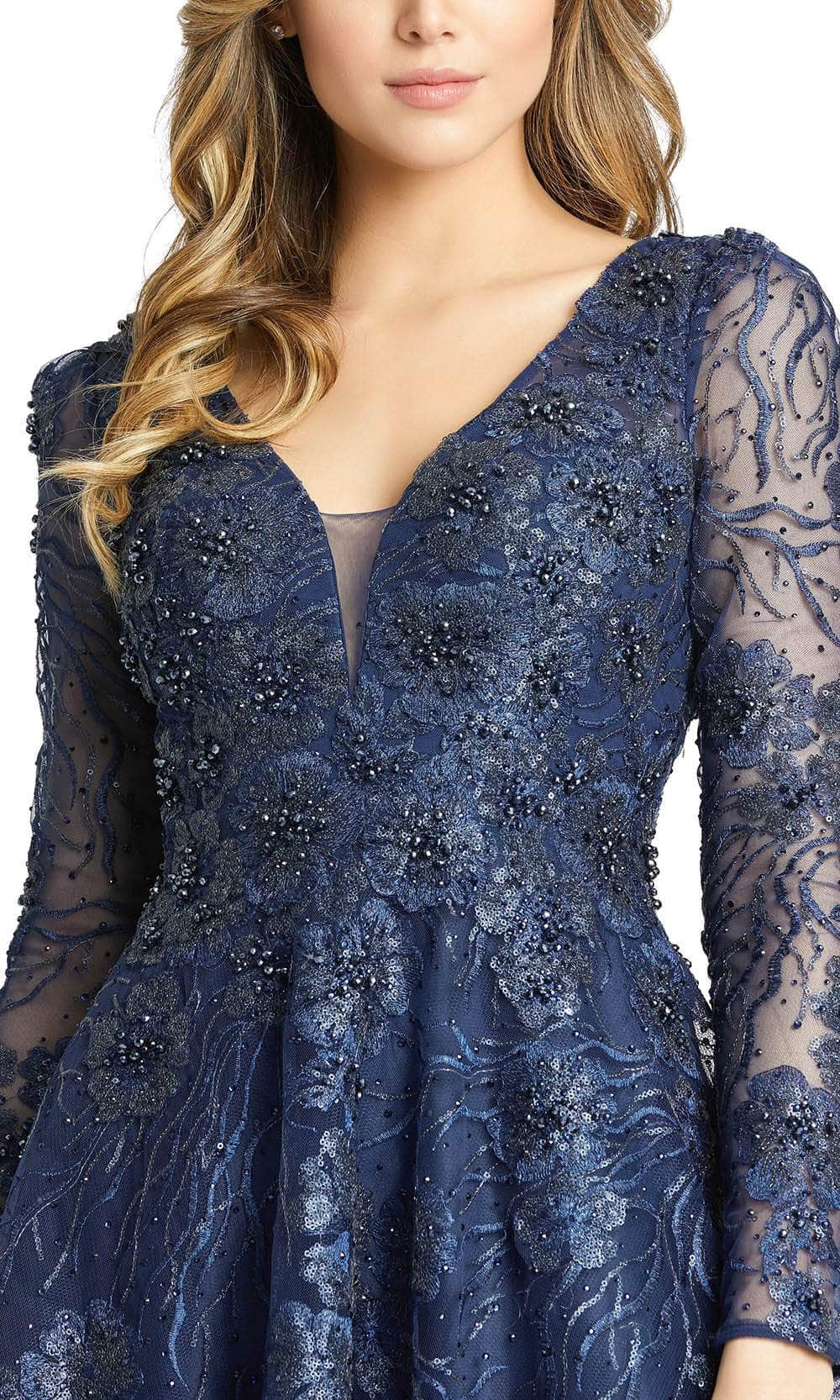 Mac Duggal 20286 - Long Sleeve Beaded Lace Cocktail Dress Special Occasion Dress