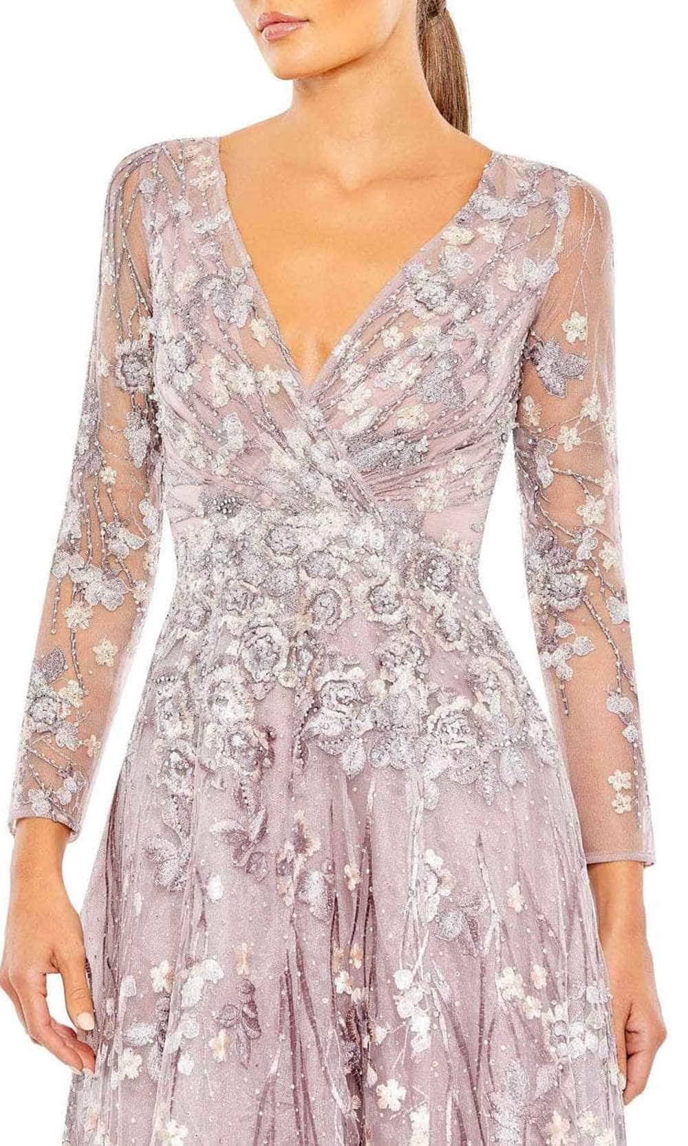 Mac Duggal 20402 - Long Sleeve Wrapped Bodice A-Line Dress Special Occasion Dress
