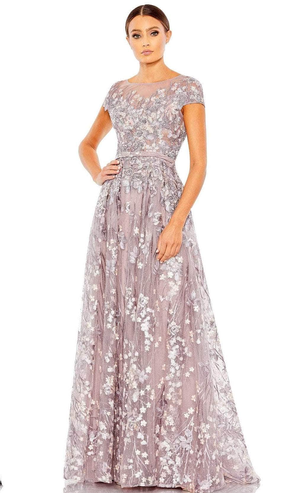 Mac Duggal 20405 - Beaded Lace Evening Dress Special Occasion Dress 2 / Lilac