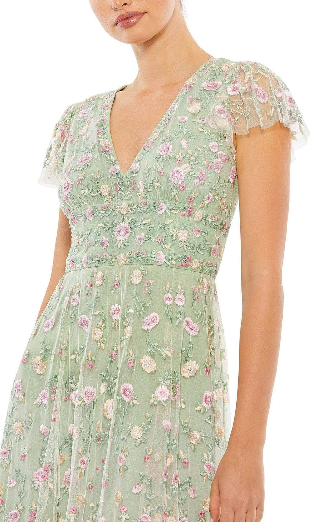 Mac Duggal - 35104 Deep V-Neck Floral Sheath Dress Cocktail Dresses